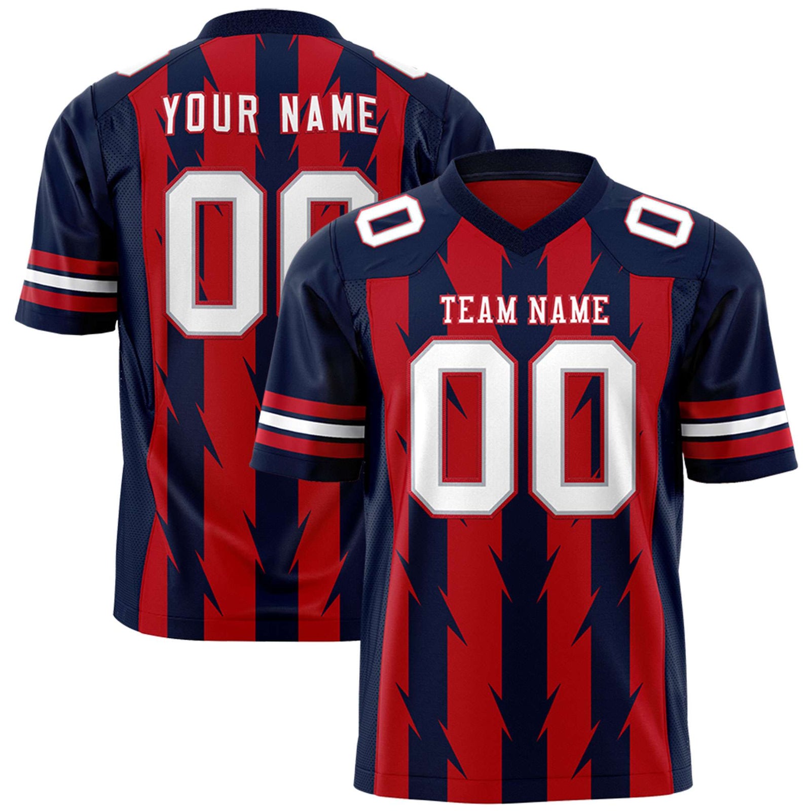 Custom Red and Navy Graffiti Pattern Practice Flag Football Jerseys For Youth & Mens| KXKSHOP