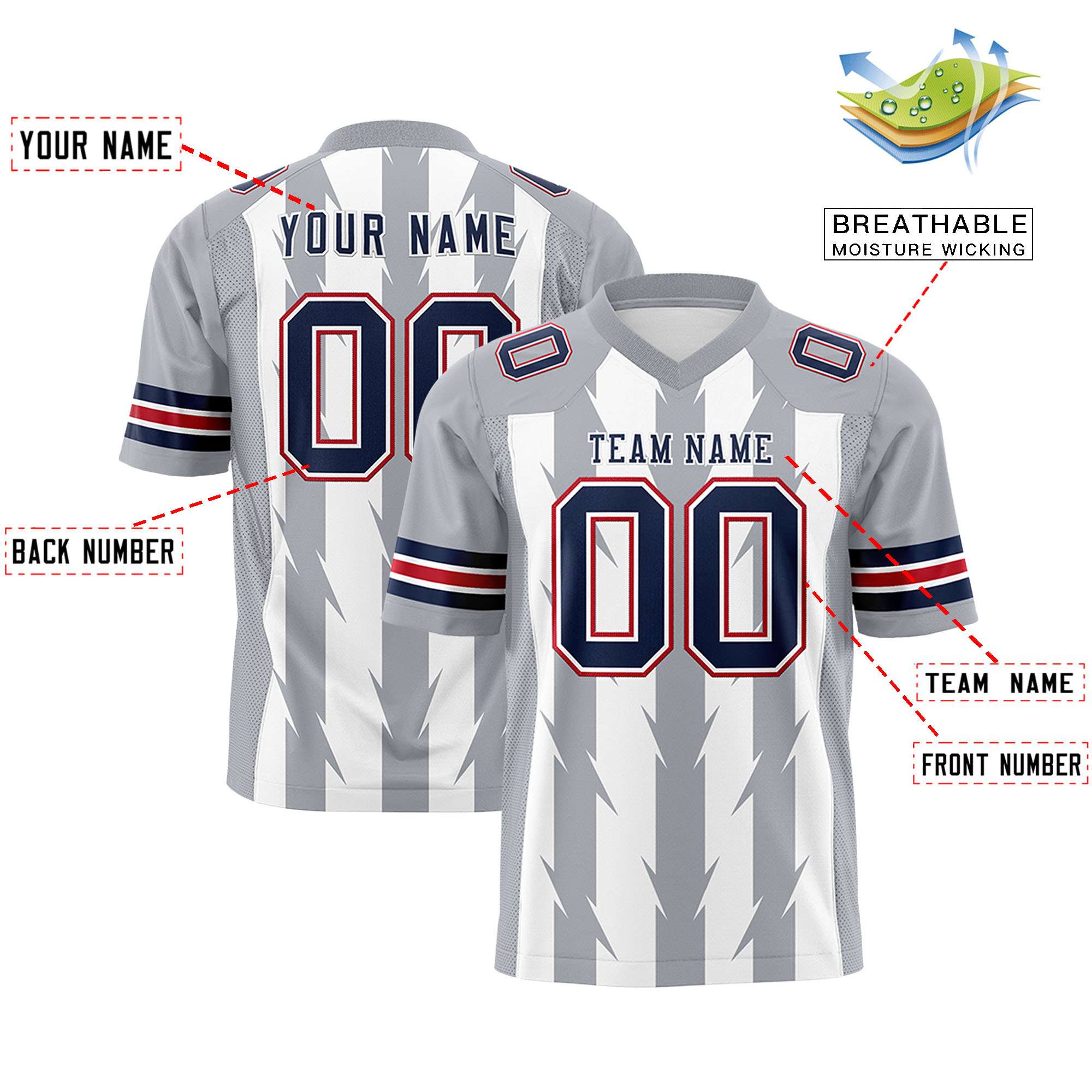 Custom White and Gray Graffiti Pattern Practice Flag Football Jerseys For Youth & Mens| KXKSHOP