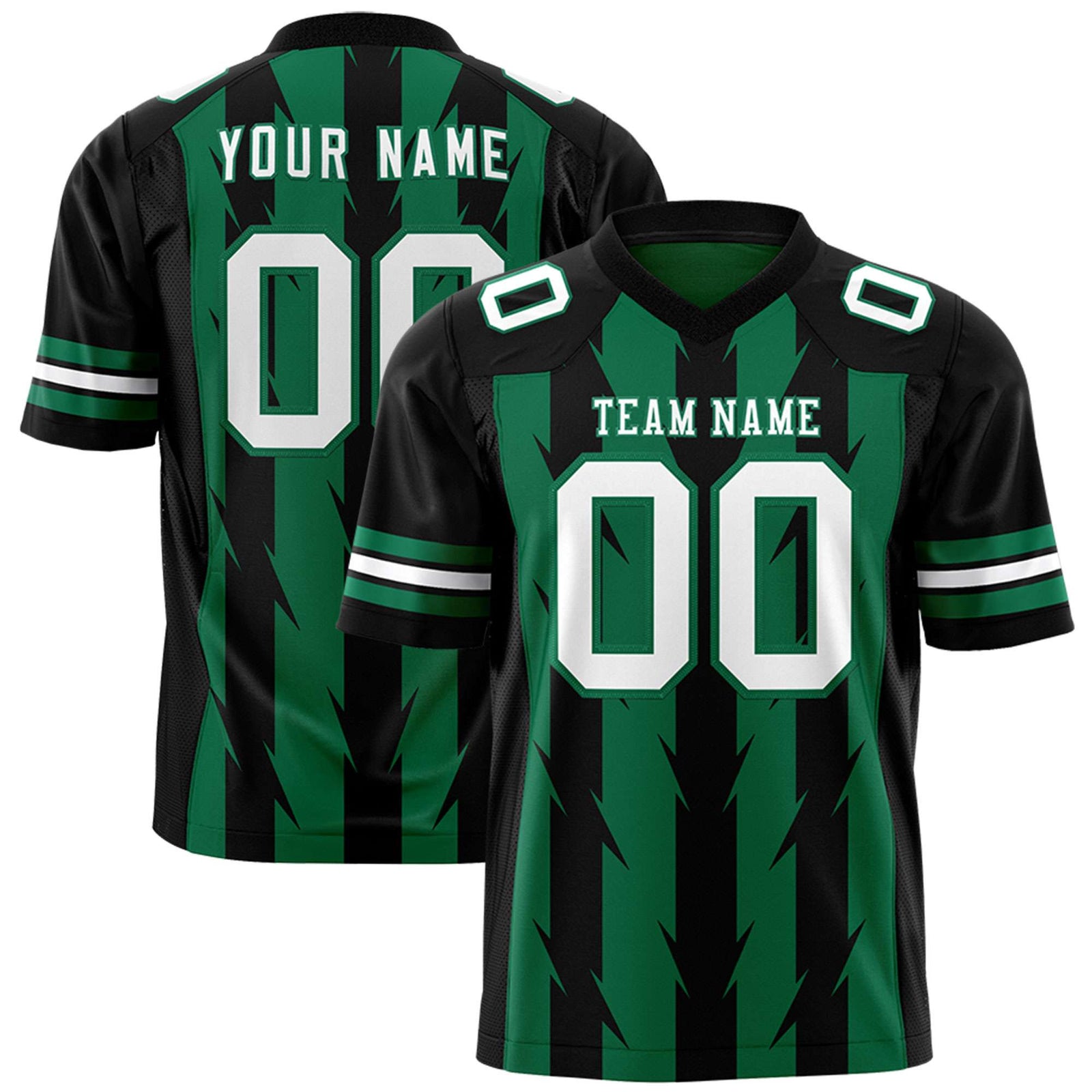 Custom Kelly Green and Black Graffiti Pattern Practice Flag Football Jerseys For Youth & Mens| KXKSHOP