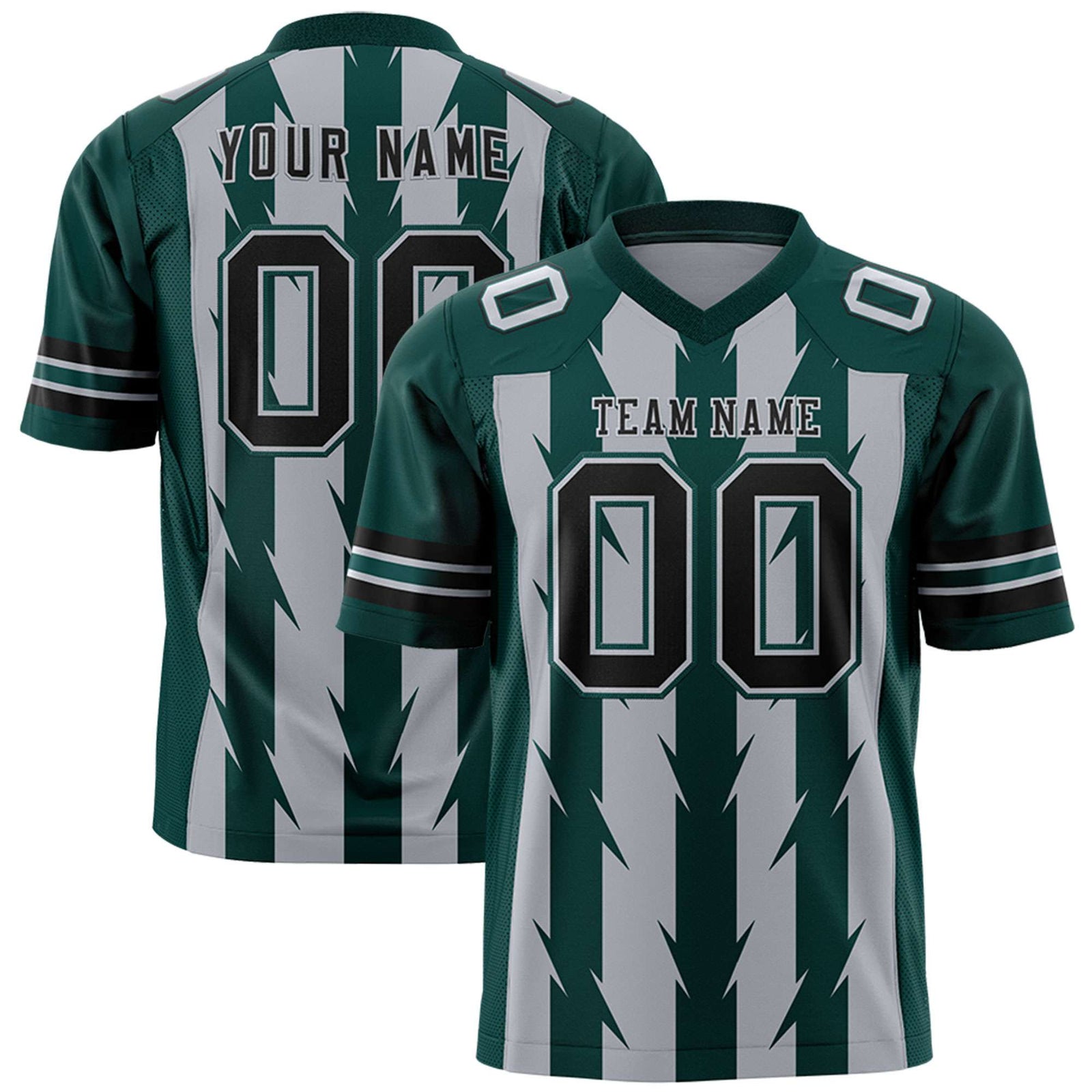 Custom Gray and Midnight Green Graffiti Pattern Practice Flag Football Jerseys For Youth & Mens| KXKSHOP