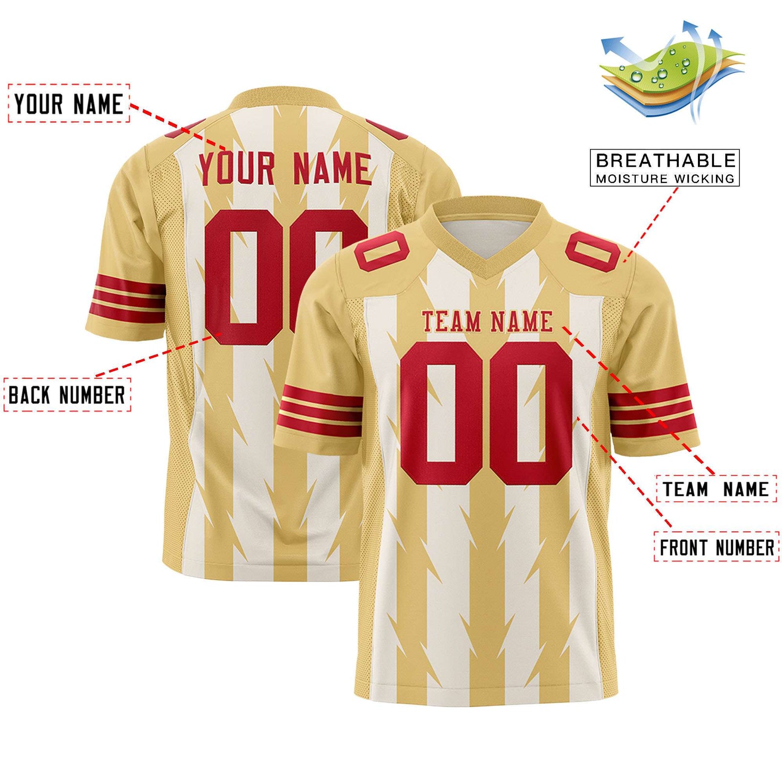 Custom Cream and Khaki Graffiti Pattern Practice Flag Football Jerseys For Youth & Mens| KXKSHOP