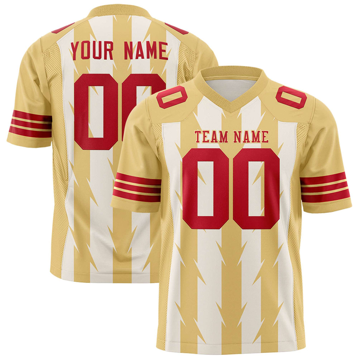 Custom Cream and Khaki Graffiti Pattern Practice Flag Football Jerseys For Youth & Mens| KXKSHOP