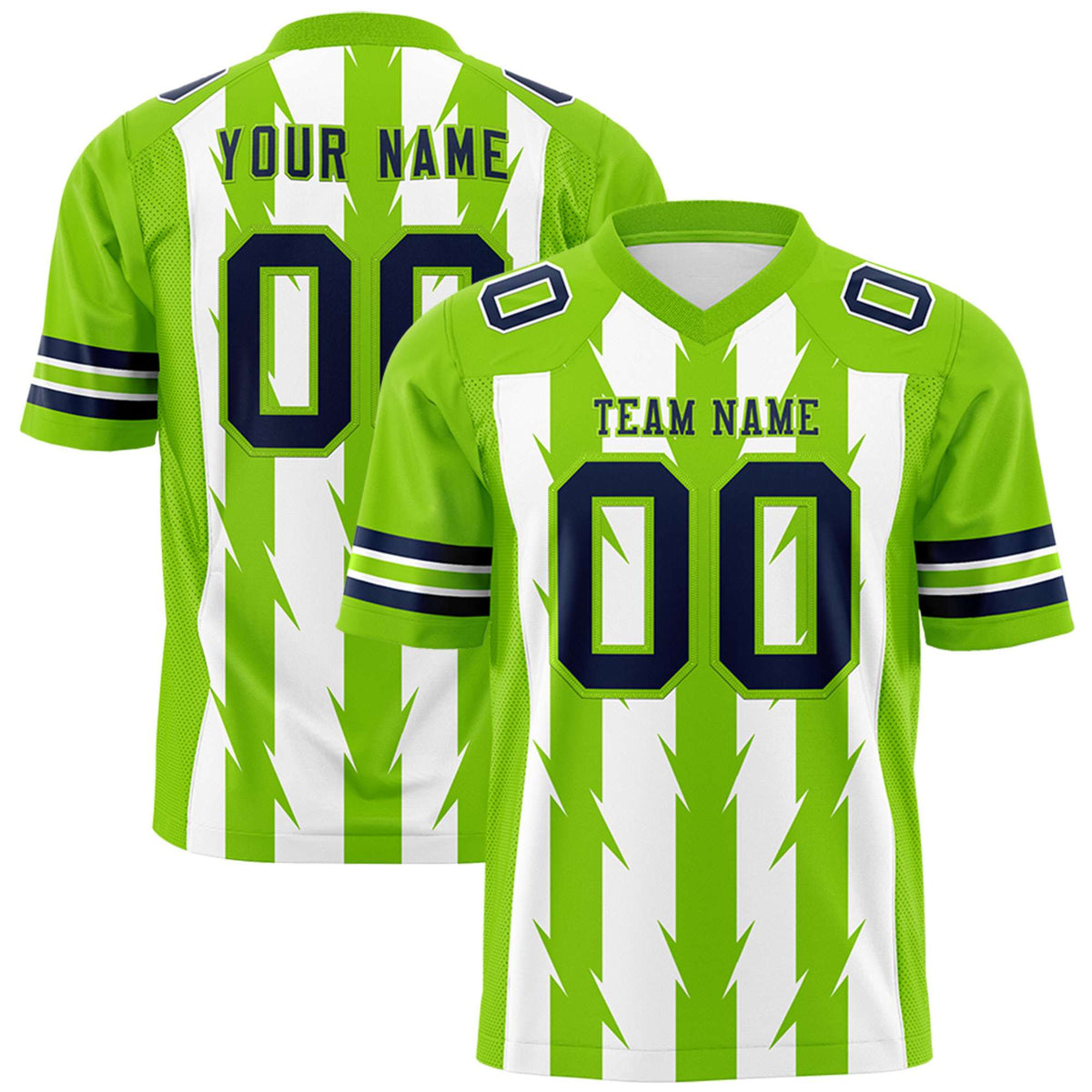 Custom White and Neon Green Graffiti Pattern Practice Flag Football Jerseys For Youth &amp; Mens| KXKSHOP