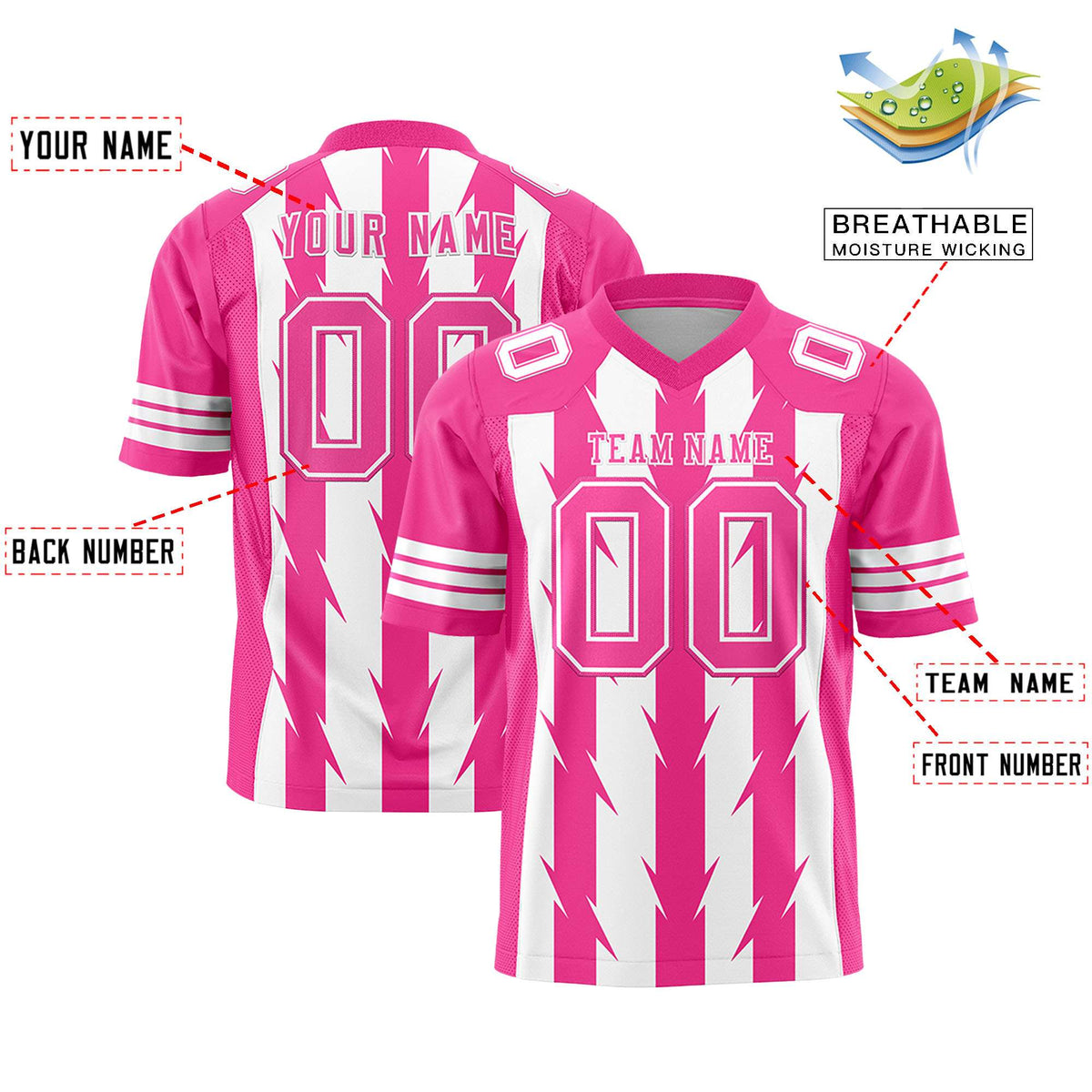 Custom White and Pink Graffiti Pattern Practice Flag Football Jerseys For Youth &amp; Mens| KXKSHOP