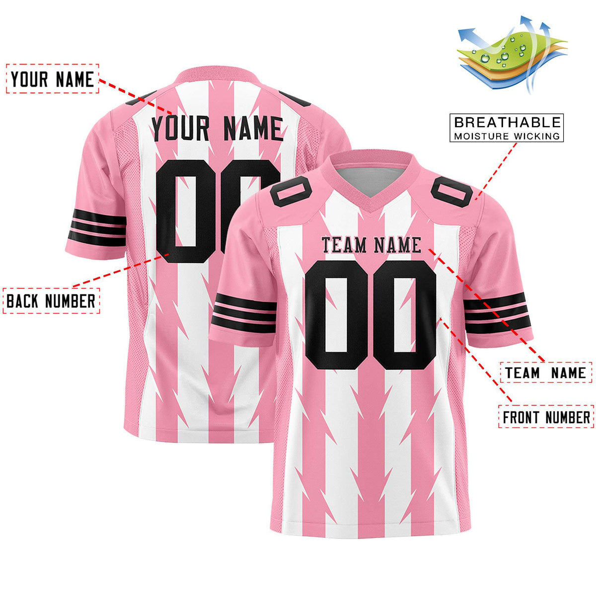 Custom White and Light Pink Graffiti Pattern Practice Flag Football Jerseys For Youth &amp; Mens| KXKSHOP