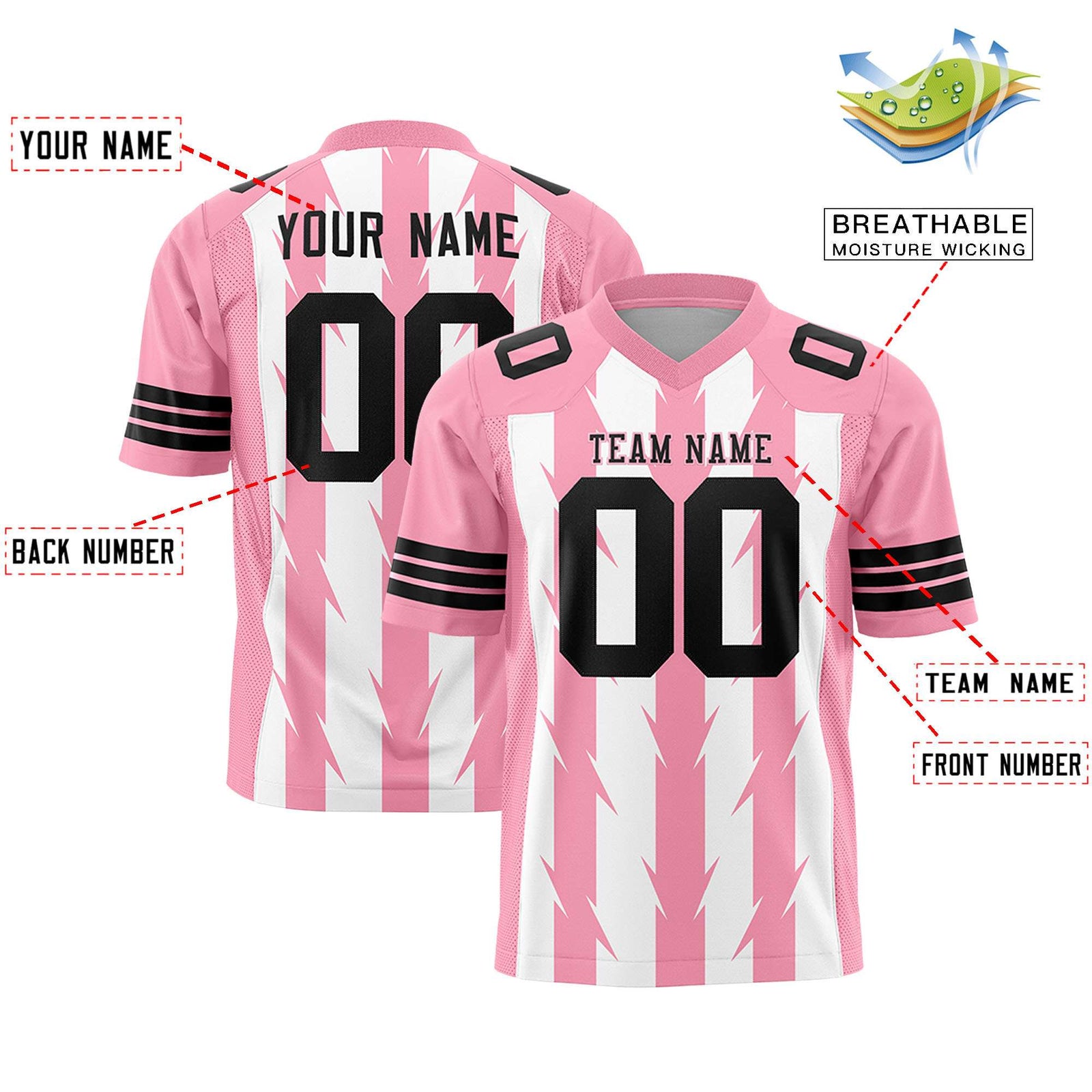 Custom White and Light Pink Graffiti Pattern Practice Flag Football Jerseys For Youth & Mens| KXKSHOP