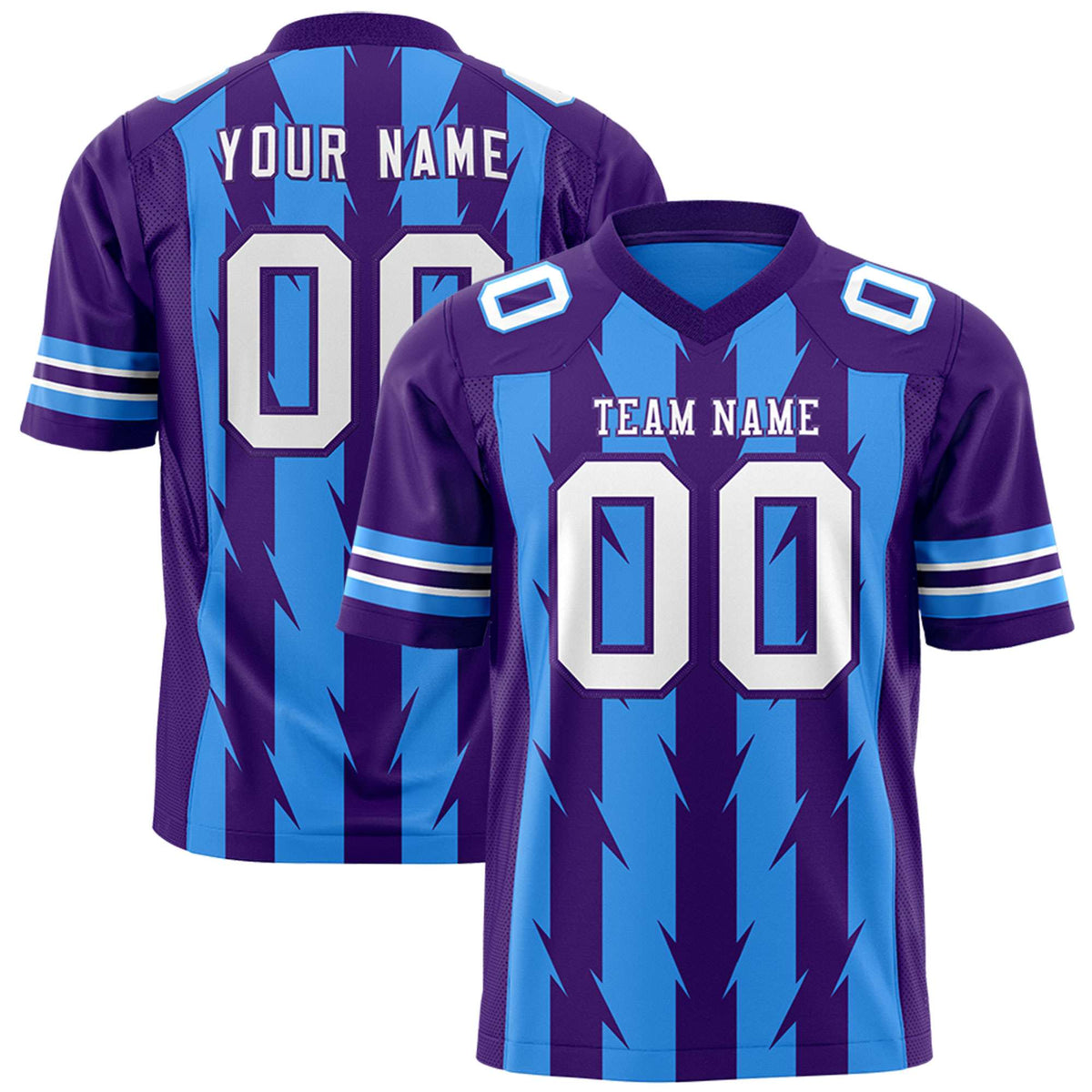 Custom Powder Blue and Purple Graffiti Pattern Practice Flag Football Jerseys For Youth &amp; Mens| KXKSHOP
