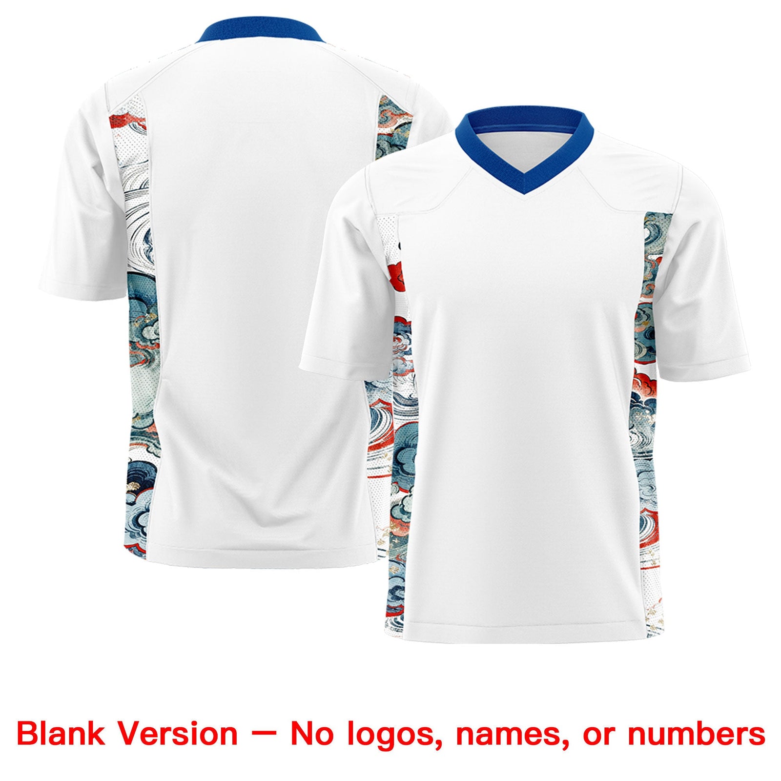 Custom White Royal Ukiyo-e Auspicious Clouds Graffiti Pattern Football Jersey | For Men,For Women | KXKSHOP