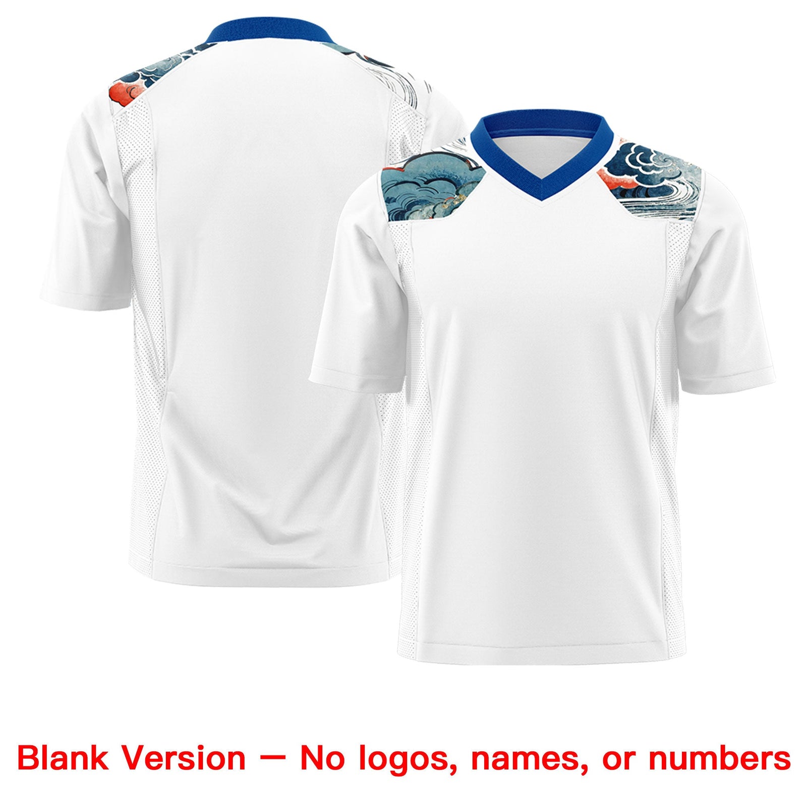Custom Royal White Ukiyo-e Auspicious Clouds Graffiti Pattern Football Jersey | For Men,For Women | KXKSHOP