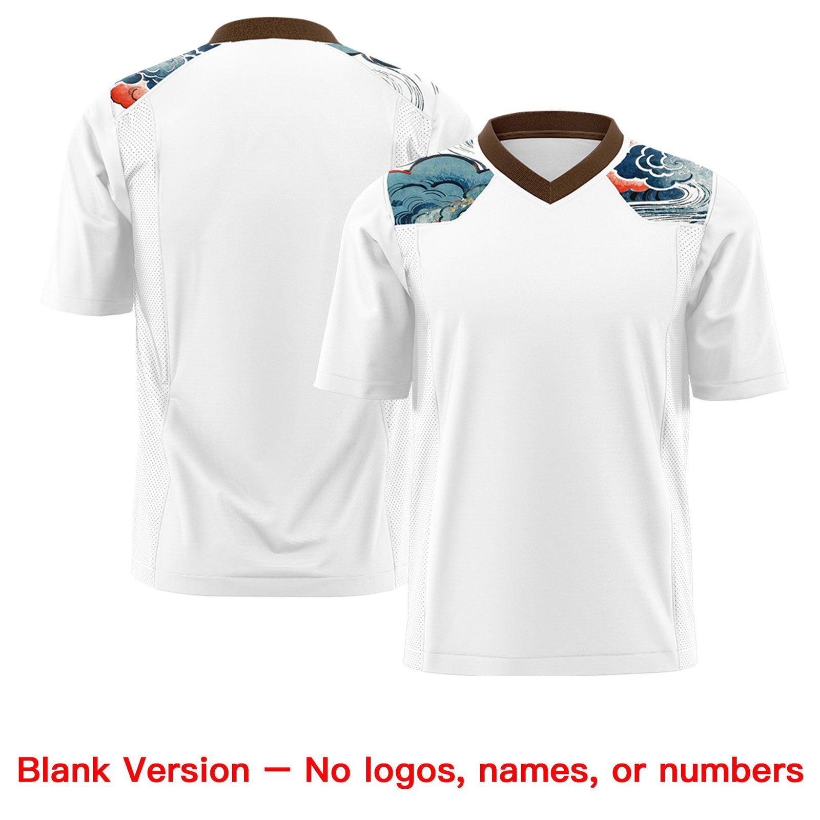 Custom Light Brown White Ukiyo-e Auspicious Clouds Graffiti Pattern Football Jersey | For Men,For Women | KXKSHOP