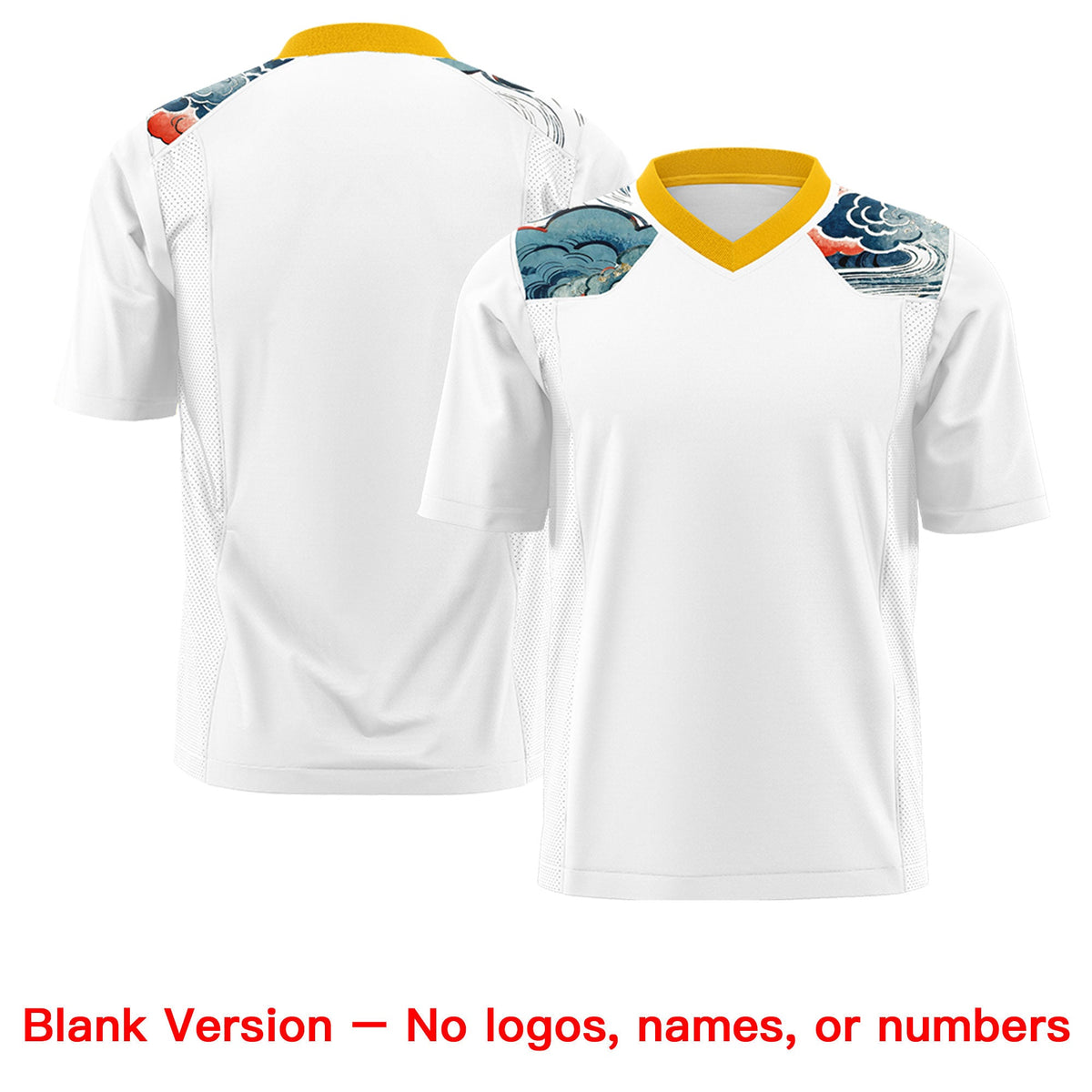 Custom Yellow White Ukiyo-e Auspicious Clouds Graffiti Pattern Football Jersey | For Men,For Women | KXKSHOP