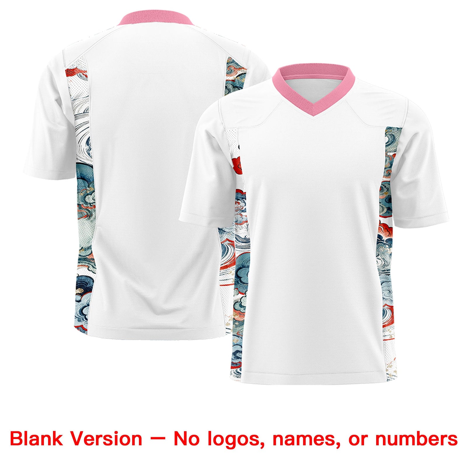 Custom White Light Pink Ukiyo-e Auspicious Clouds Graffiti Pattern Football Jersey | For Men,For Women | KXKSHOP