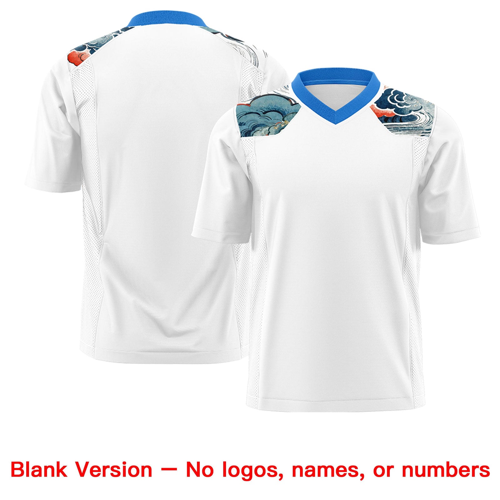 Custom Light Blue White Ukiyo-e Auspicious Clouds Graffiti Pattern Football Jersey | For Men,For Women | KXKSHOP