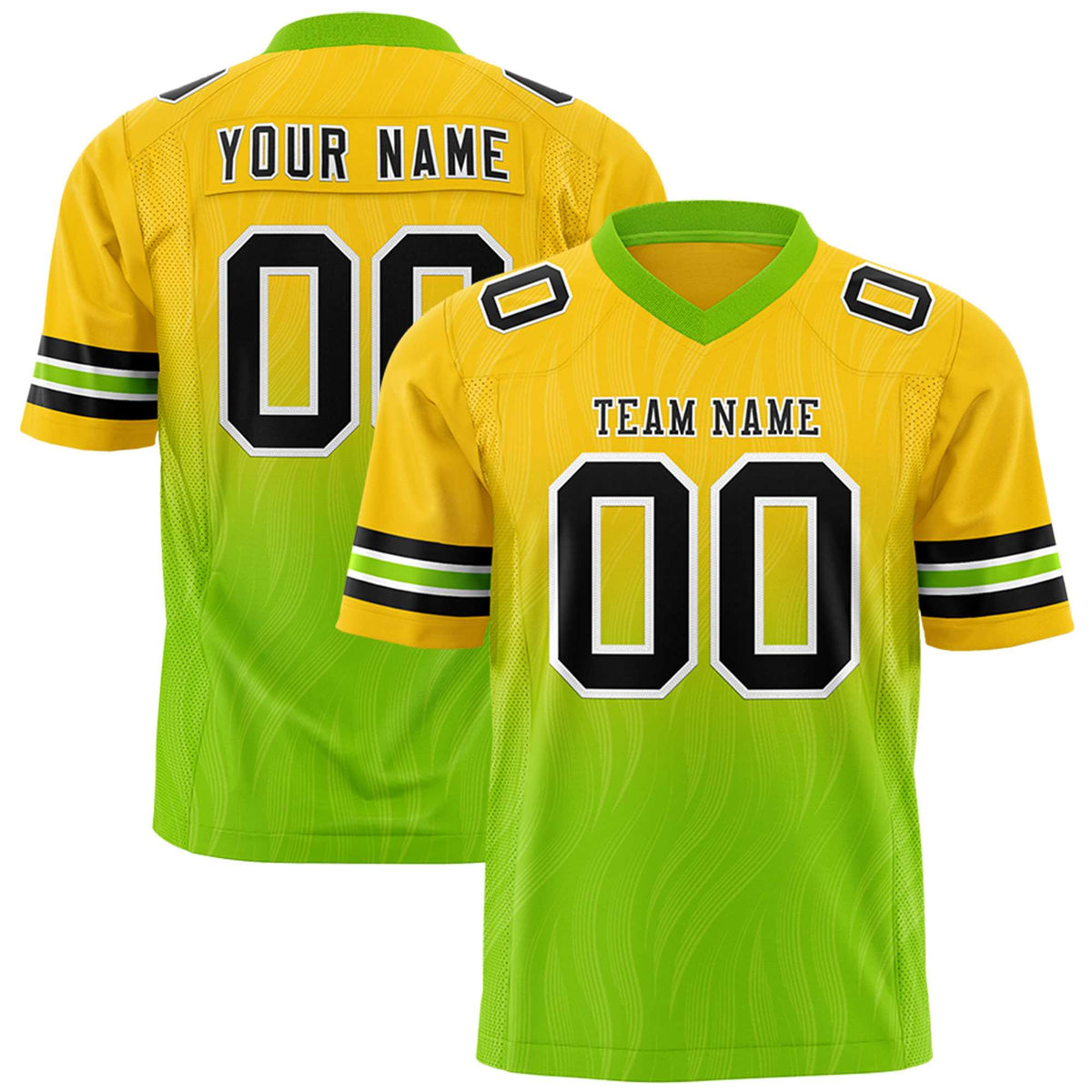 Custom Gold and Neon Green Customize Flag Football Jersey-7v7 Football Uniforms | KXKSHOP