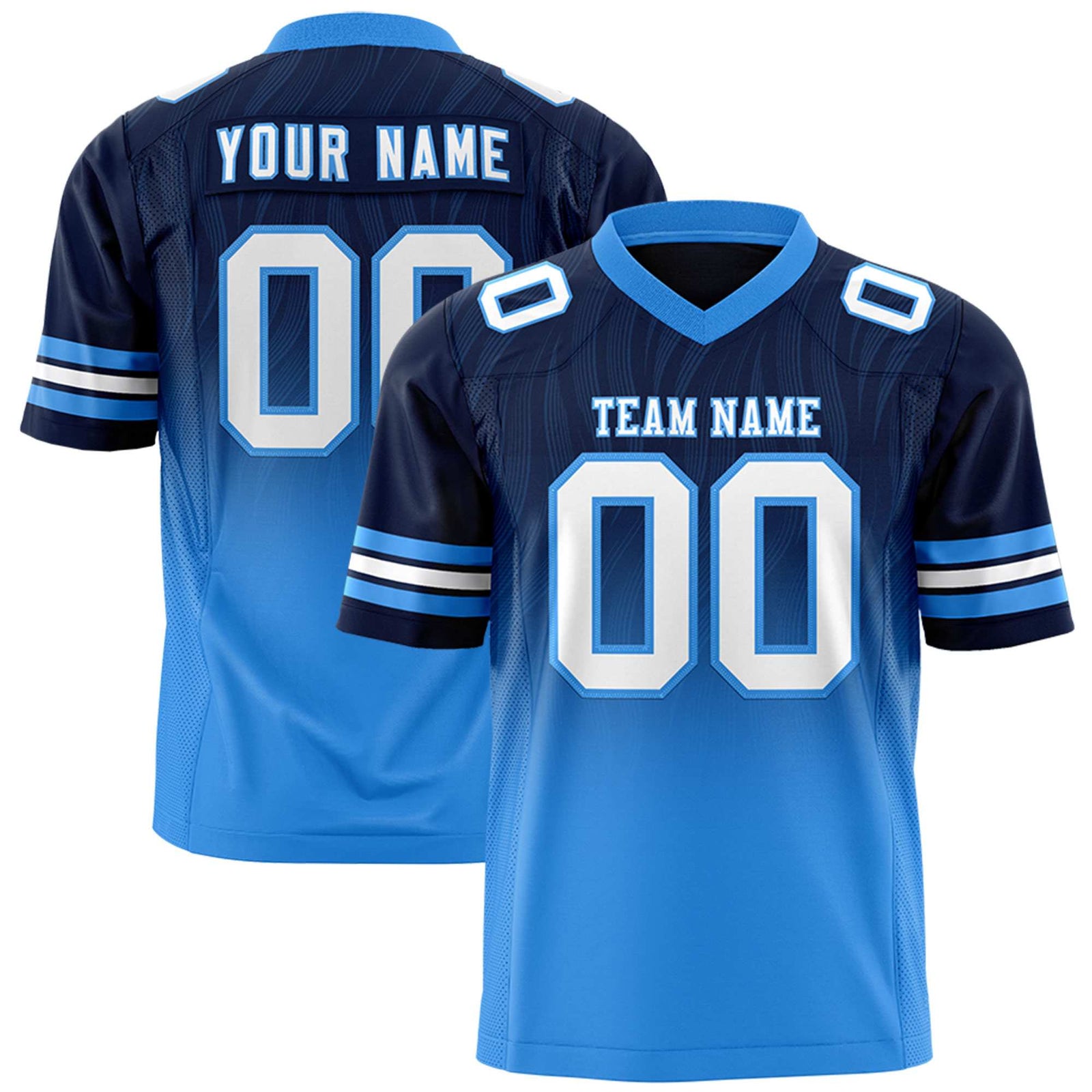 Custom Navy and Powder Blue Customize Flag Football Jersey-7v7 Football Uniforms | KXKSHOP
