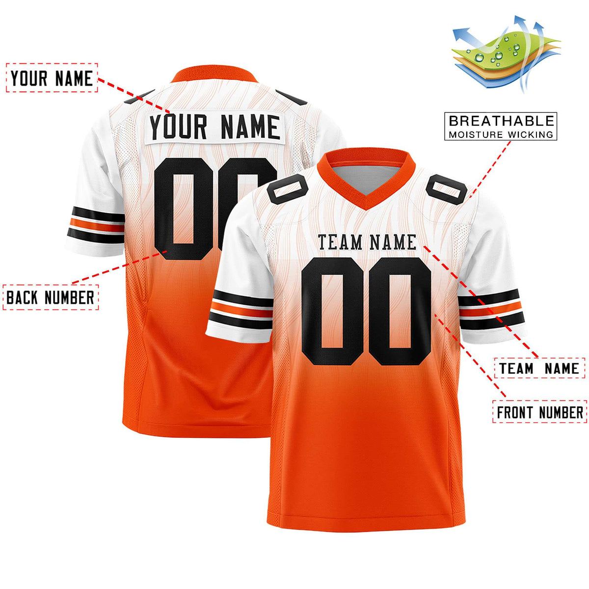 Custom White and Orange Customize Flag Football Jersey-7v7 Football Uniforms | KXKSHOP