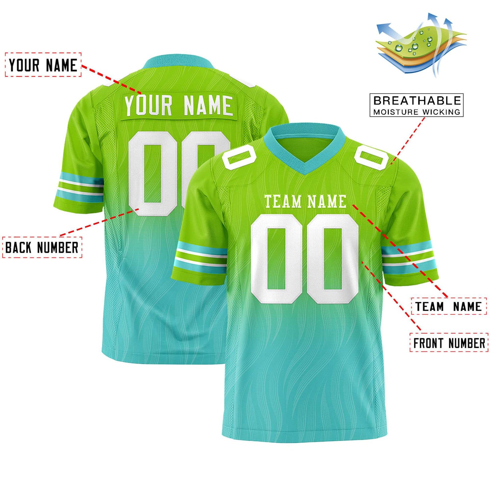 Custom Neon Green and Bright Green Customize Flag Football Jersey-7v7 Football Uniforms | KXKSHOP