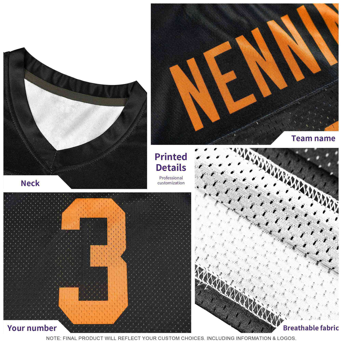 Custom Black and Gray Customize Flag Football Jersey-7v7 Football Uniforms | KXKSHOP
