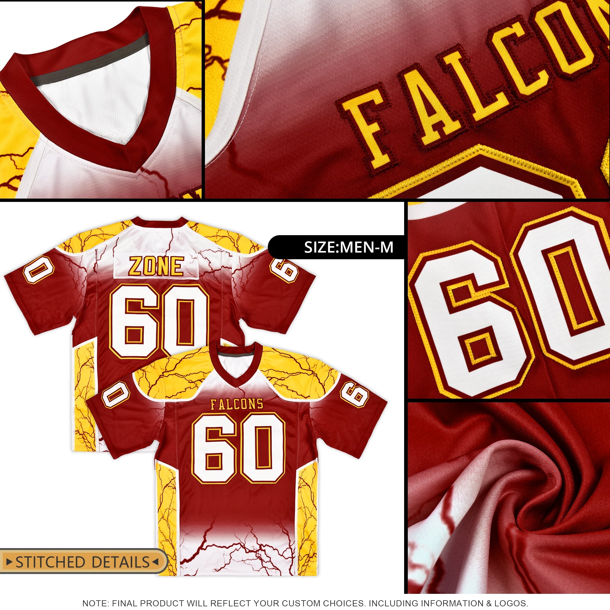 Custom Flag Football Jersey | Gold Royal and White Graffiti Pattern Practice 7on7 Uniforms | Add name, number & logo| KXKSHOP
