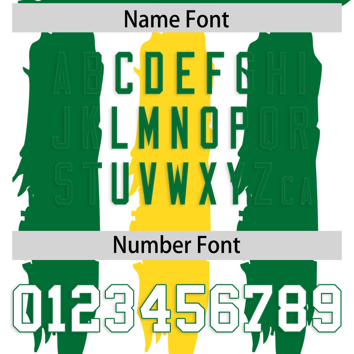Custom Flag Football Jersey | White Kelly Green and Gold Graffiti Pattern Practice 7on7 Uniforms | Add name, number &amp; logo| KXKSHOP