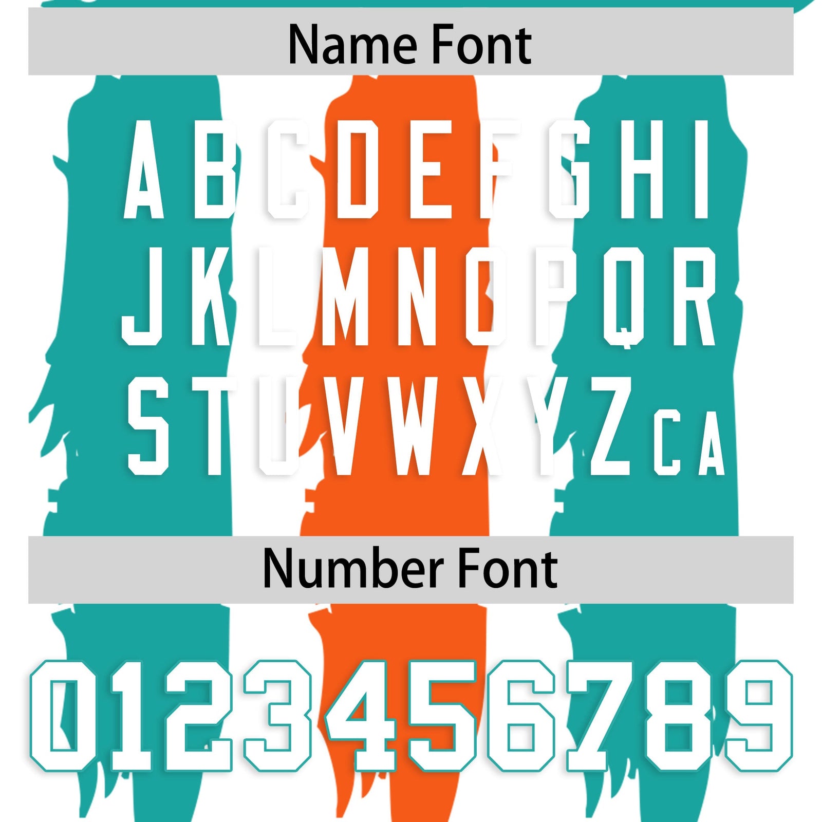 Custom Flag Football Jersey | White Aqua and Orange Graffiti Pattern Practice 7on7 Uniforms | Add name, number & logo| KXKSHOP