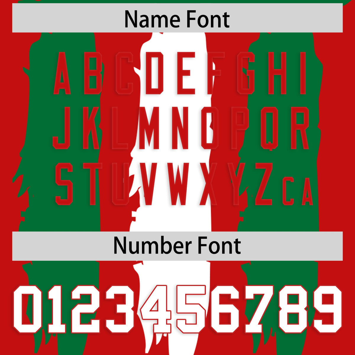 Custom Flag Football Jersey | Red Kelly Green and White Graffiti Pattern Practice 7on7 Uniforms | Add name, number &amp; logo| KXKSHOP