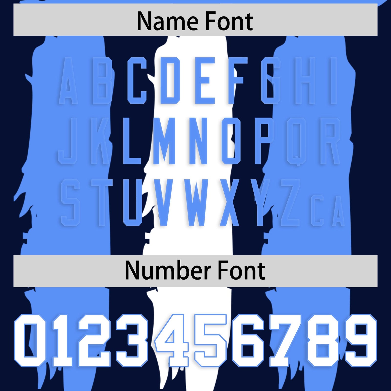 Custom Flag Football Jersey | Navy Powder Blue and White Graffiti Pattern Practice 7on7 Uniforms | Add name, number & logo| KXKSHOP