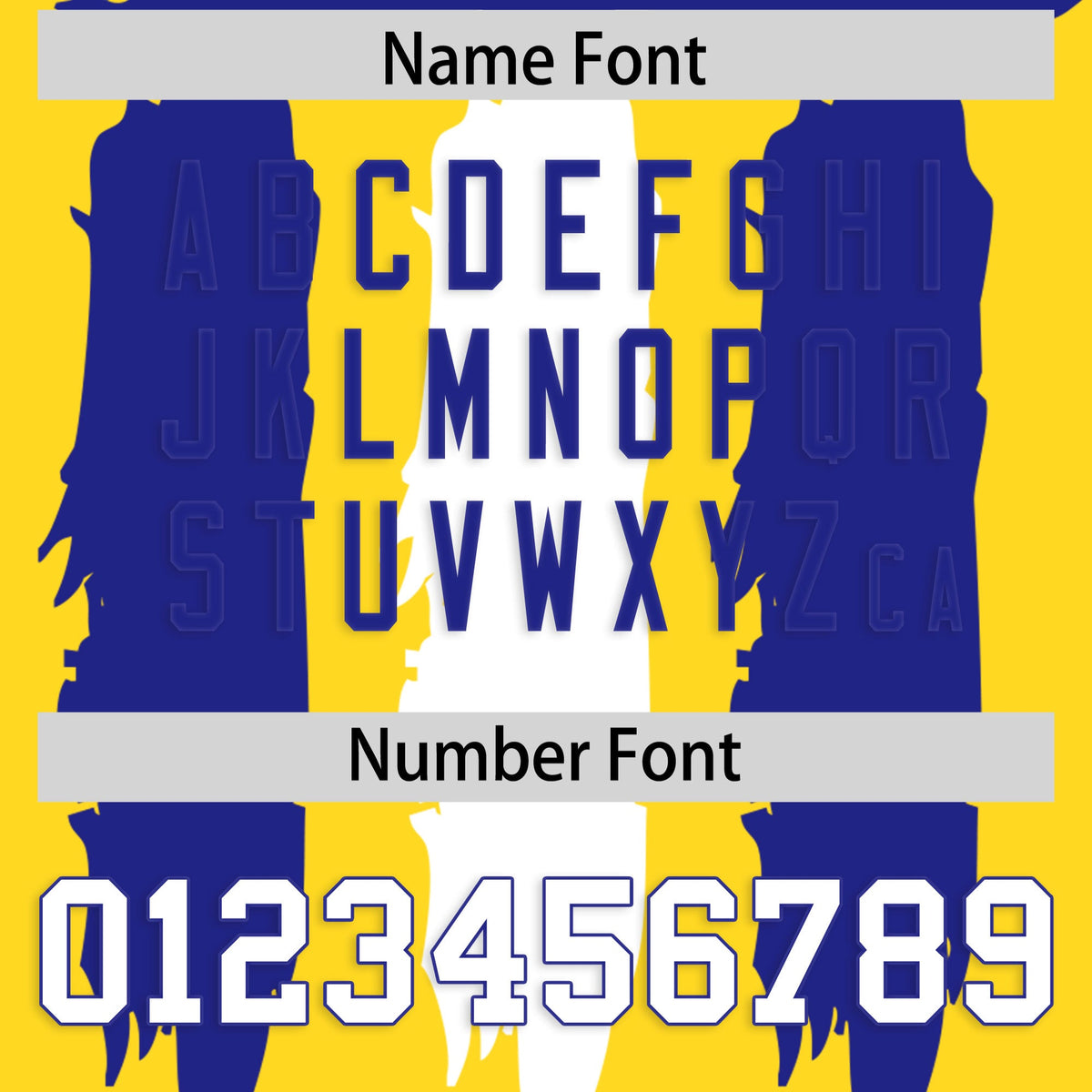 Custom Flag Football Jersey | Gold Royal and White Graffiti Pattern Practice 7on7 Uniforms | Add name, number &amp; logo| KXKSHOP