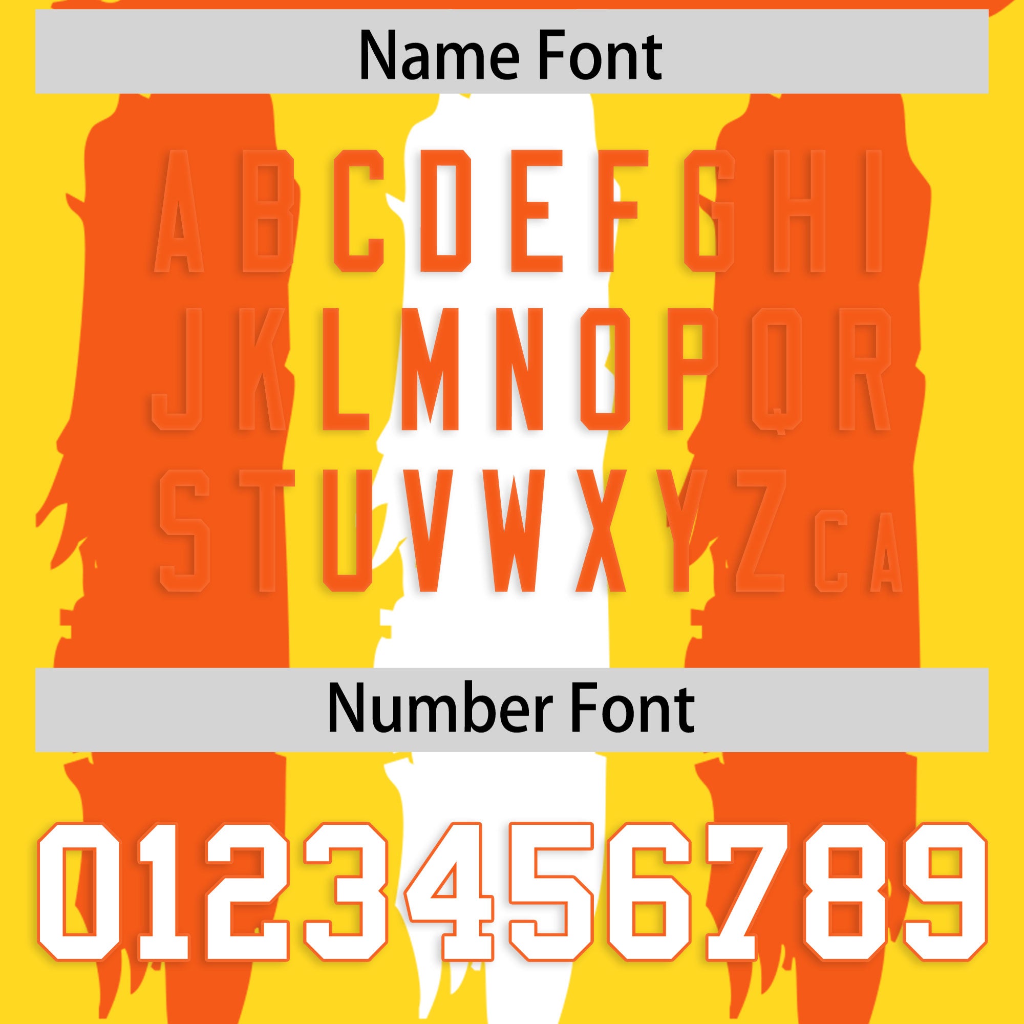 Custom Flag Football Jersey | Gold Orange and White Graffiti Pattern Practice 7on7 Uniforms | Add name, number & logo| KXKSHOP