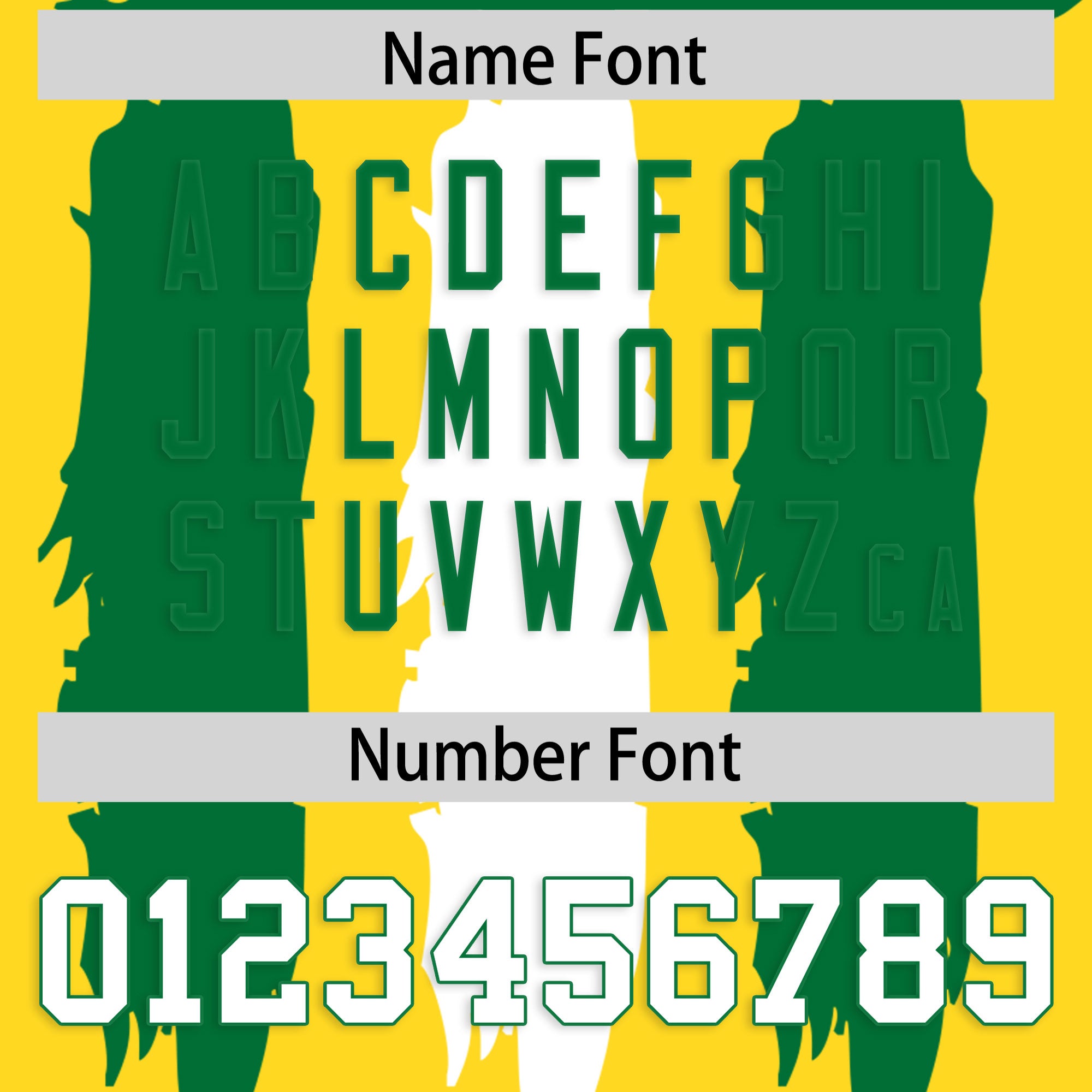 Custom Flag Football Jersey | Gold Kelly Green and  Graffiti Pattern Practice 7on7 Uniforms | Add name, number & logo| KXKSHOP