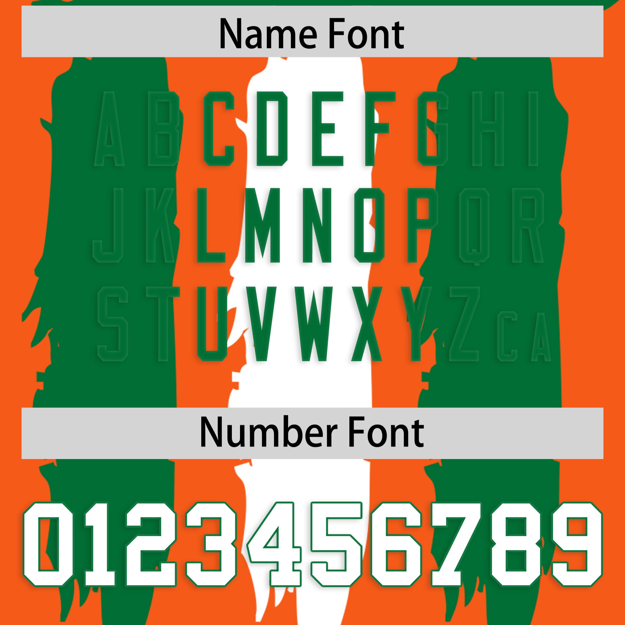 Custom Flag Football Jersey | Orange Kelly Green and White Graffiti Pattern Practice 7on7 Uniforms | Add name, number & logo| KXKSHOP