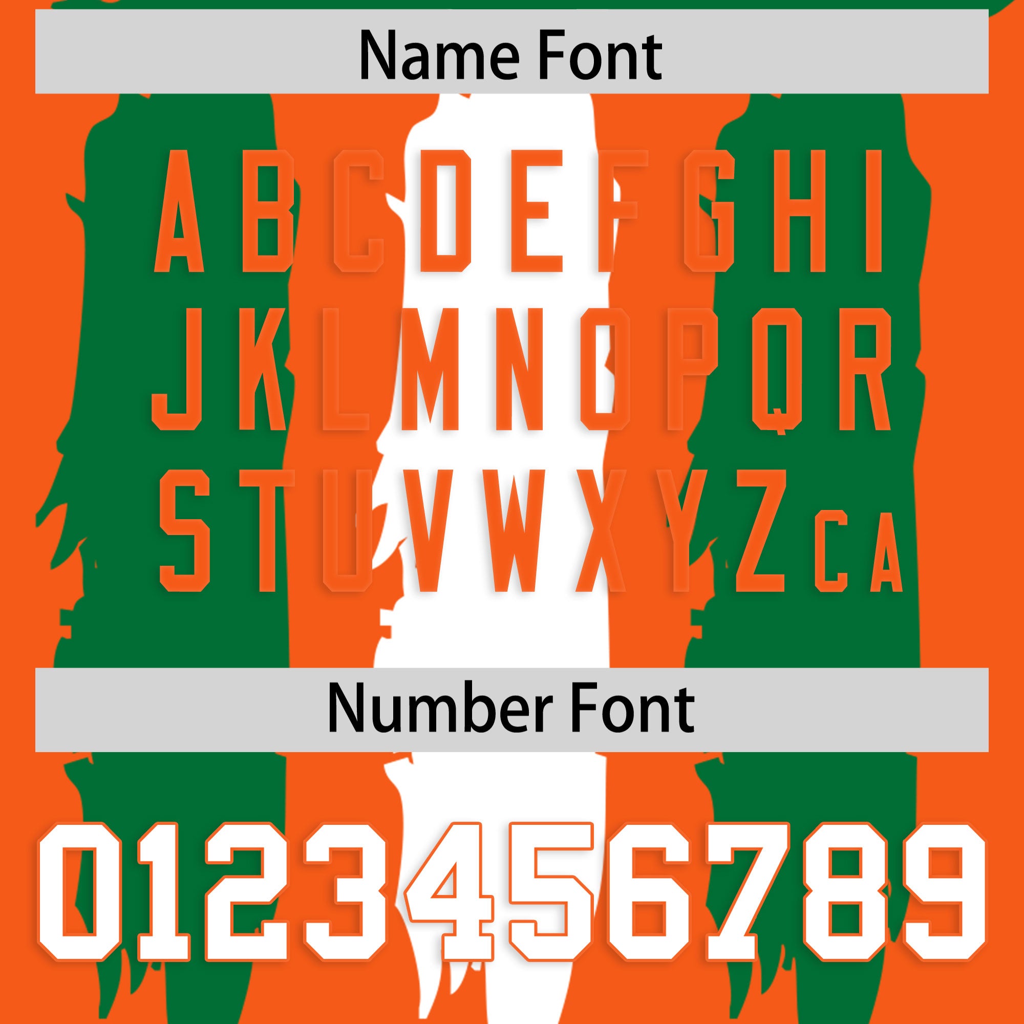 Custom Flag Football Jersey | Orange Kelly Green and White Graffiti Pattern Practice 7on7 Uniforms | Add name, number & logo| KXKSHOP