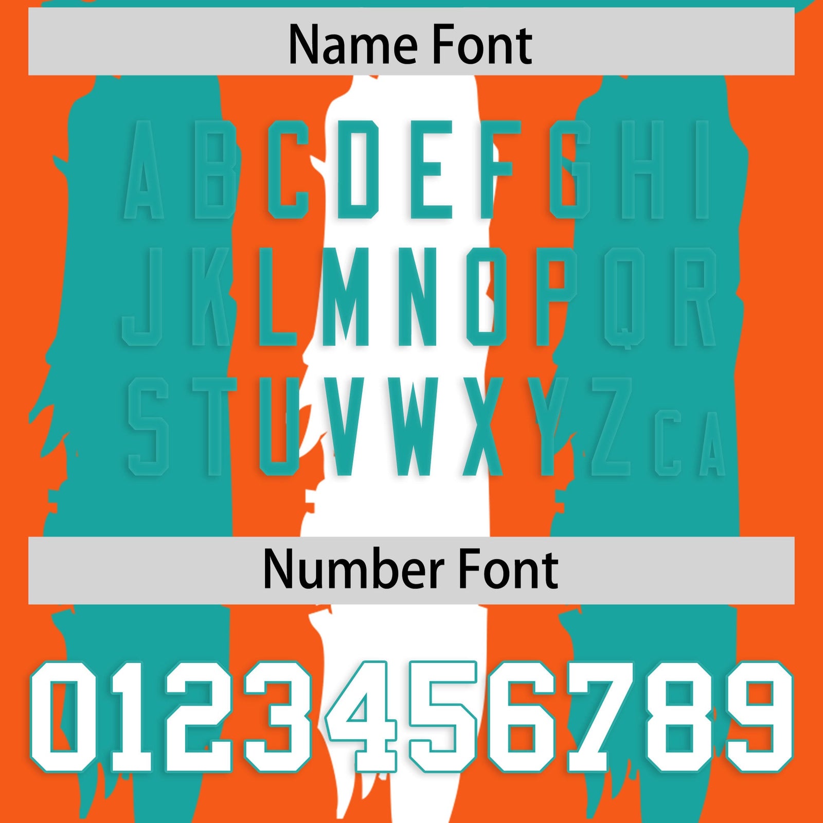 Custom Flag Football Jersey | Orange Aqua and White Graffiti Pattern Practice 7on7 Uniforms | Add name, number & logo| KXKSHOP