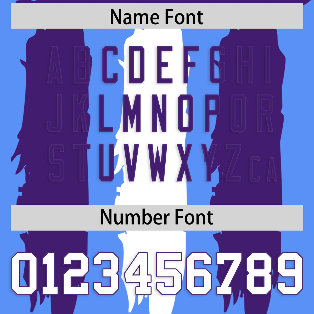 Custom Flag Football Jersey | Powder Blue Purple and White Graffiti Pattern Practice 7on7 Uniforms | Add name, number &amp; logo| KXKSHOP