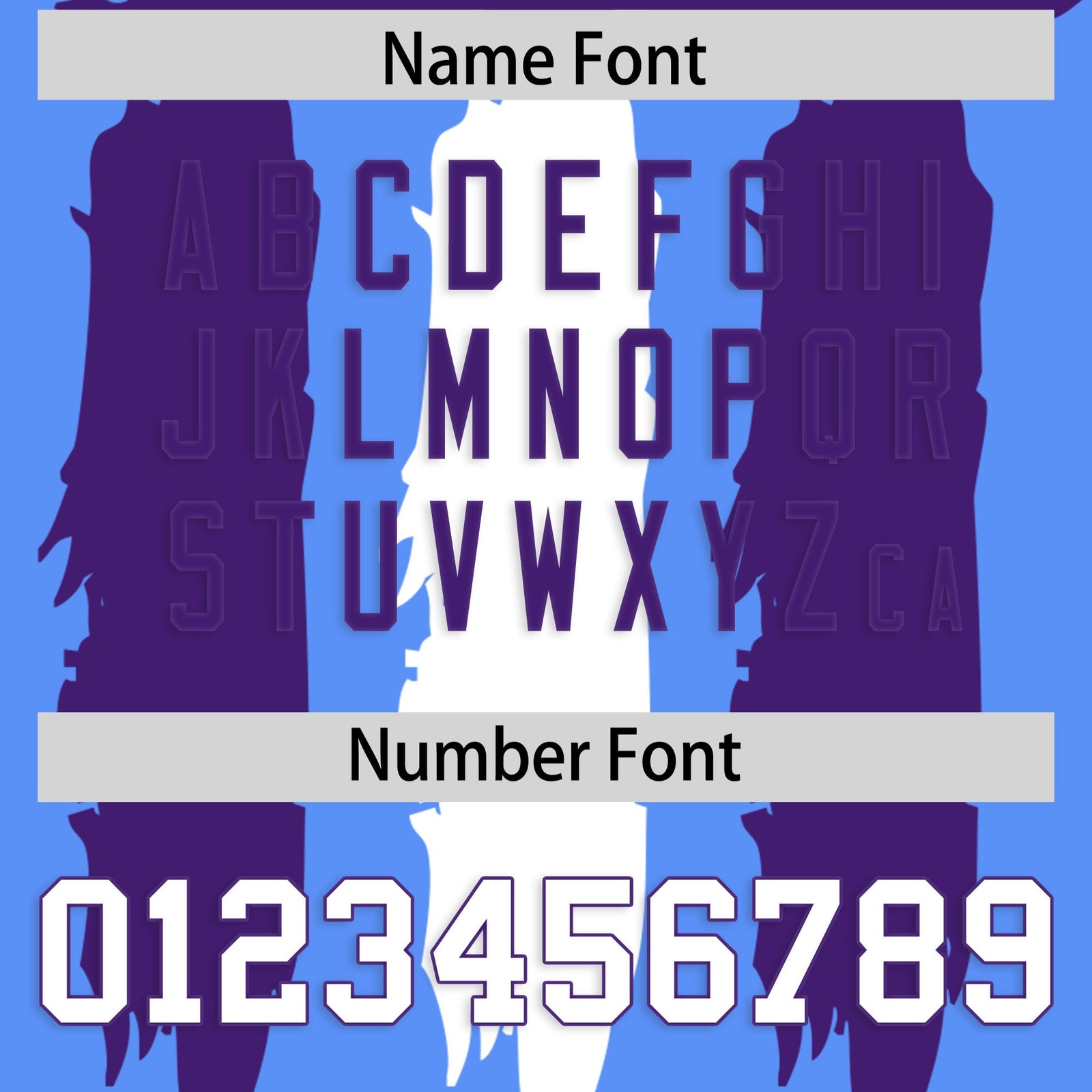 Custom Flag Football Jersey | Powder Blue Purple and White Graffiti Pattern Practice 7on7 Uniforms | Add name, number & logo| KXKSHOP