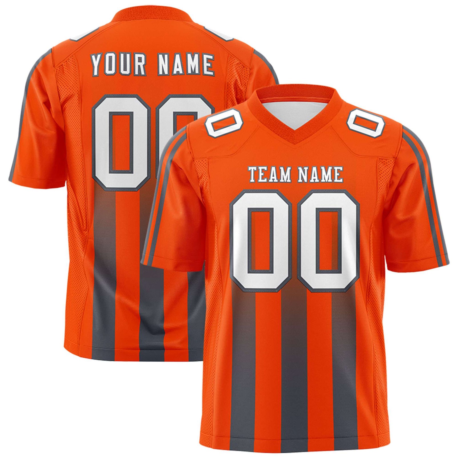Custom Orange Dark Gray Vertical Fine Stripe Gradient Fashion Personalized Team Football Jersey