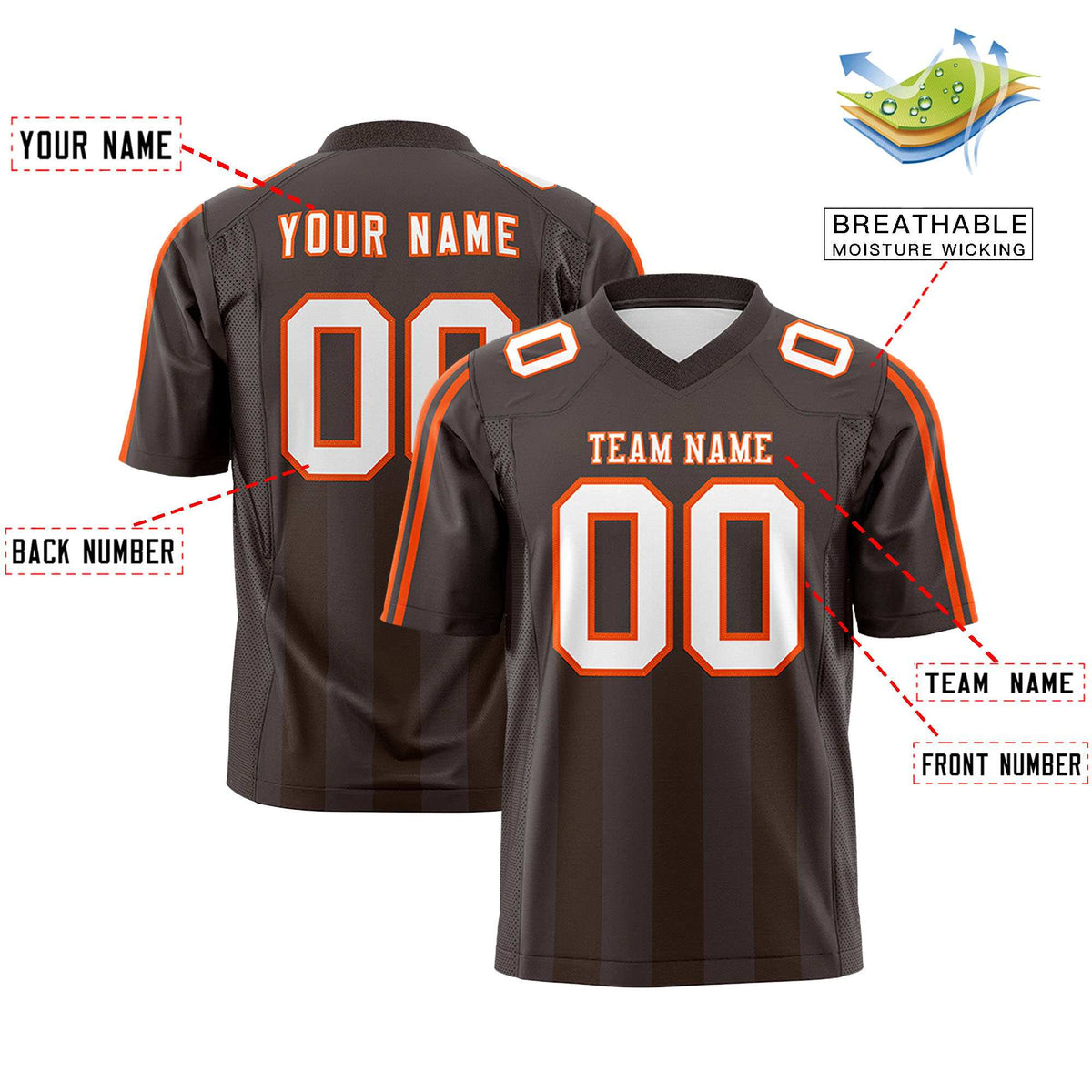 Custom Light Brown Light Brown Vertical Fine Stripe Gradient Fashion Personalized Team Football Jersey
