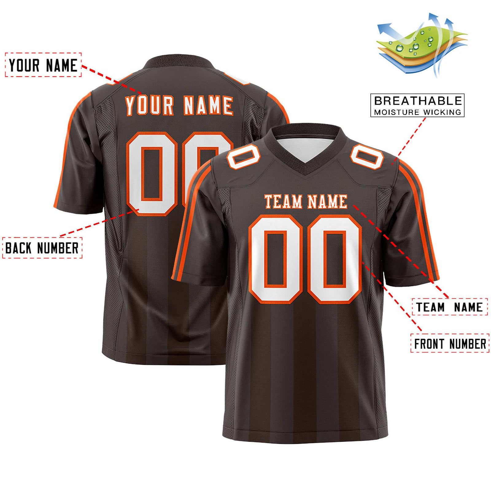 Custom Light Brown Light Brown Vertical Fine Stripe Gradient Fashion Personalized Team Football Jersey