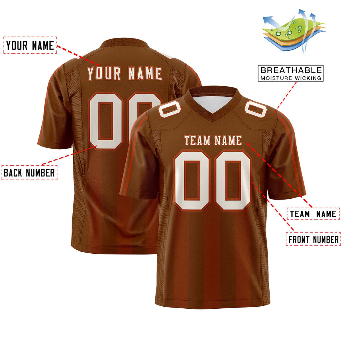 Custom Texas Orange Texas Orange Vertical Fine Stripe Gradient Fashion Personalized Team Football Jersey