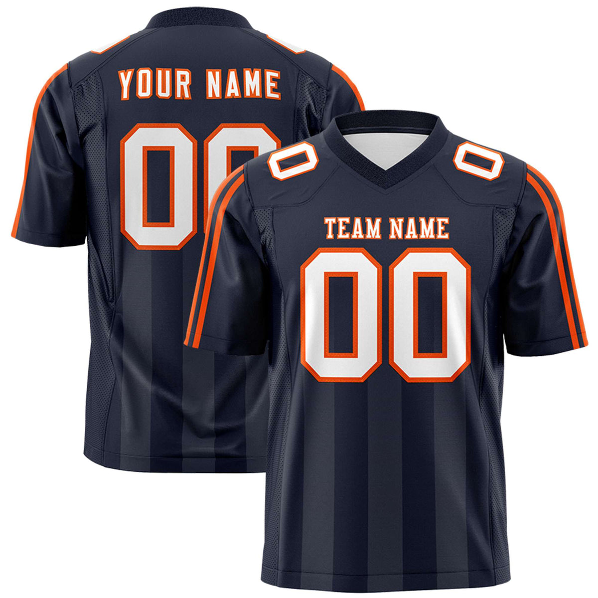 Custom Navy Dark Gray Vertical Fine Stripe Gradient Fashion Personalized Team Football Jersey