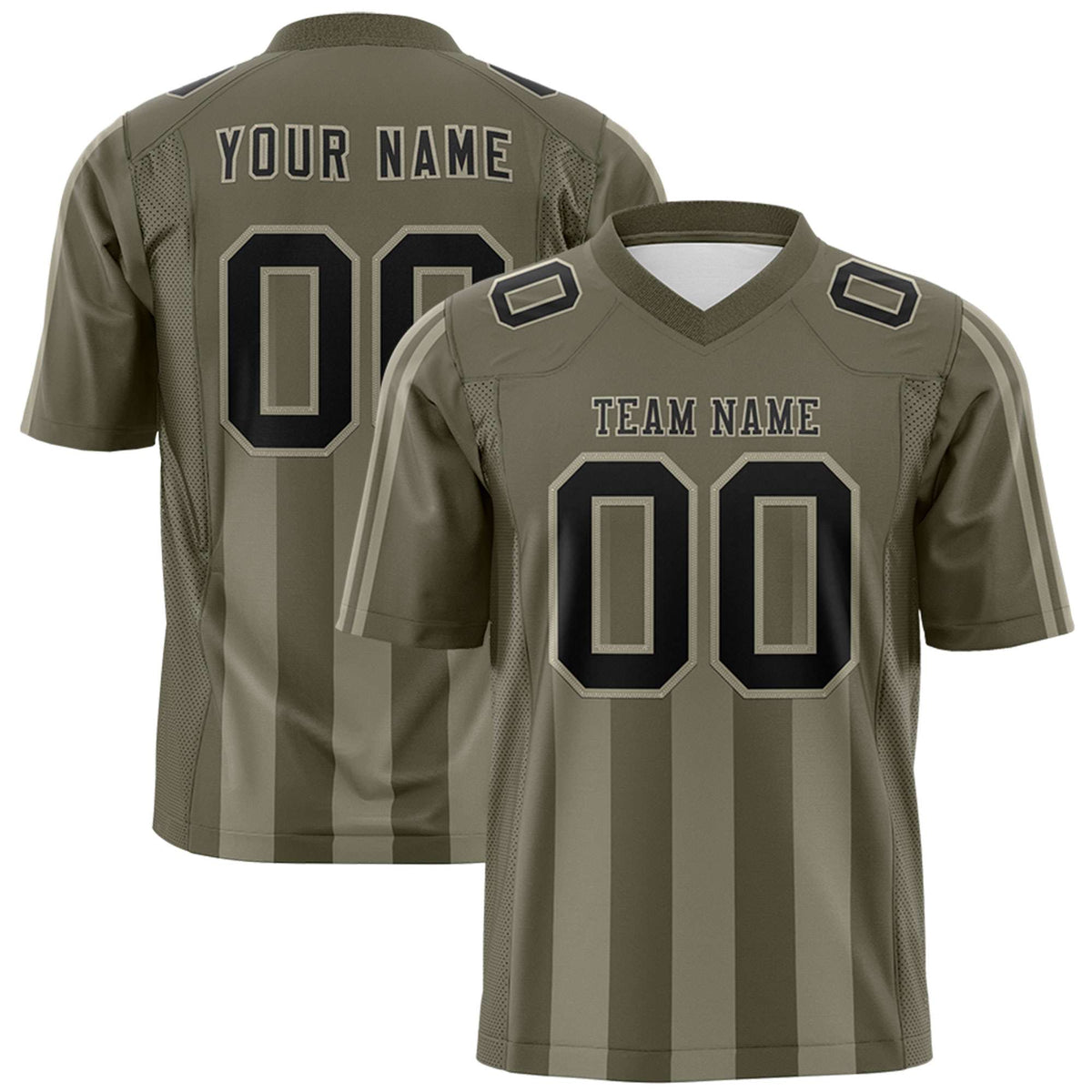 Custom Olive Camel Vertical Fine Stripe Gradient Fashion Personalized Team Football Jersey