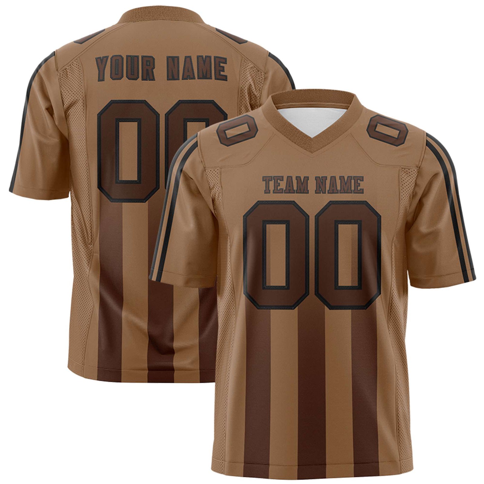Custom Light Brown Brown Vertical Fine Stripe Gradient Fashion Personalized Team Football Jersey