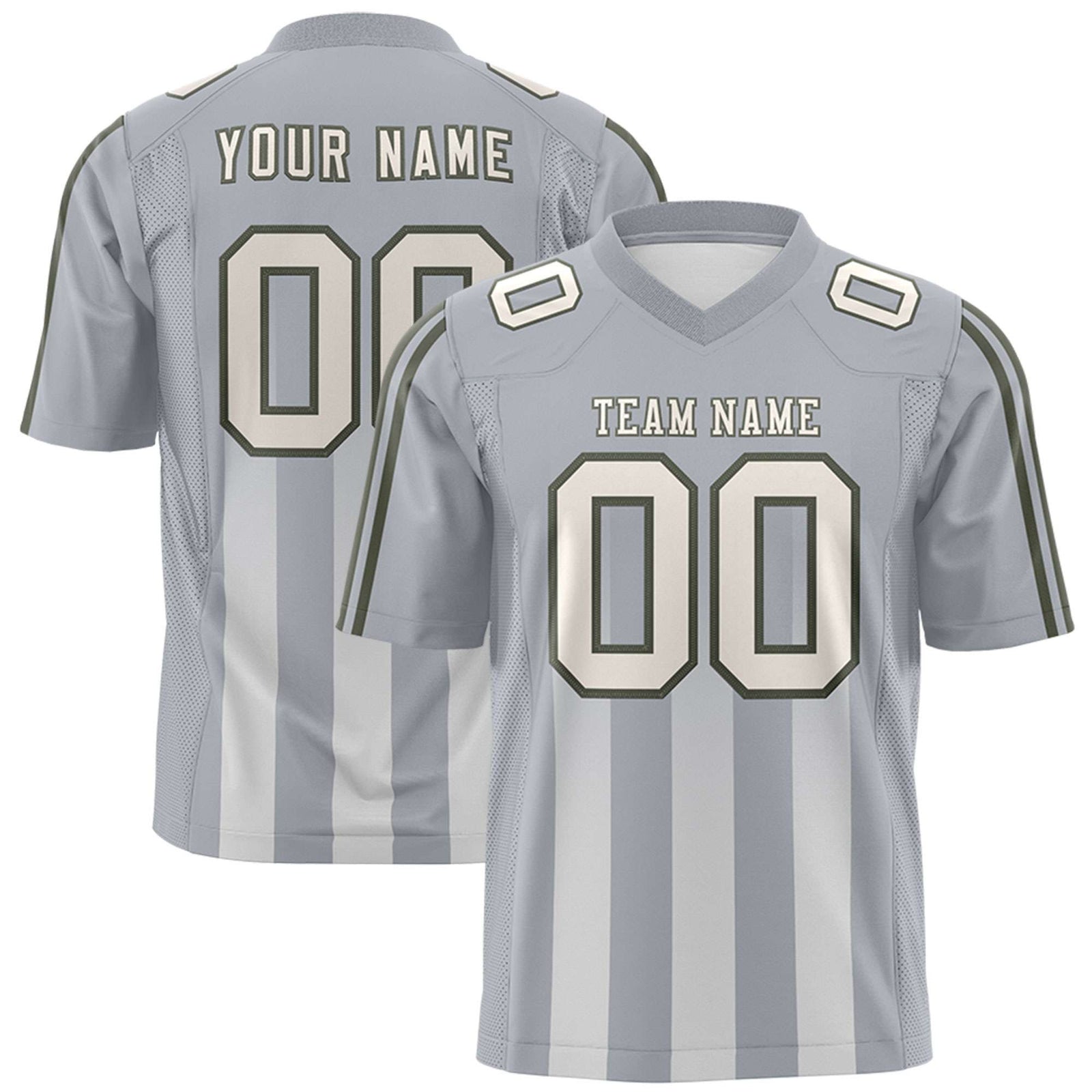 Custom Grey Gray Vertical Fine Stripe Gradient Fashion Personalized Team Football Jersey