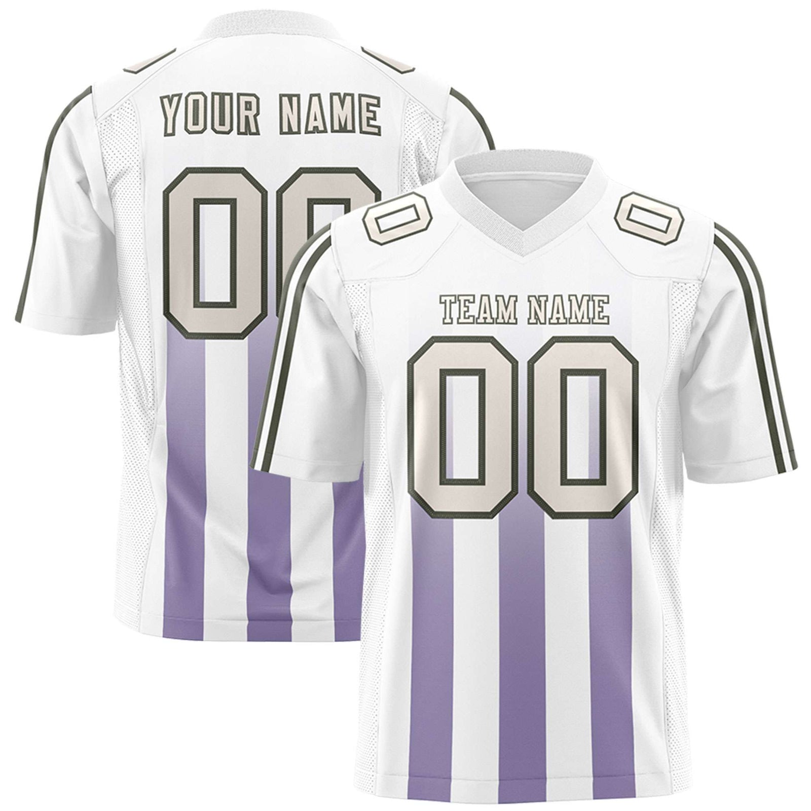 Custom White Purple Vertical Fine Stripe Gradient Fashion Personalized Team Football Jersey