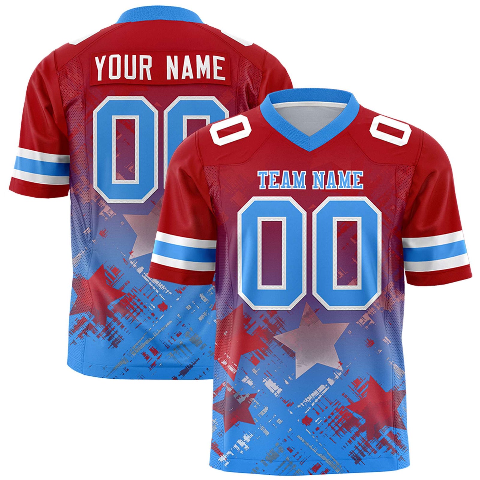 Custom Red and Light Blue Customize Flag Football Jersey - 7v7 Uniform| KXKSHOP