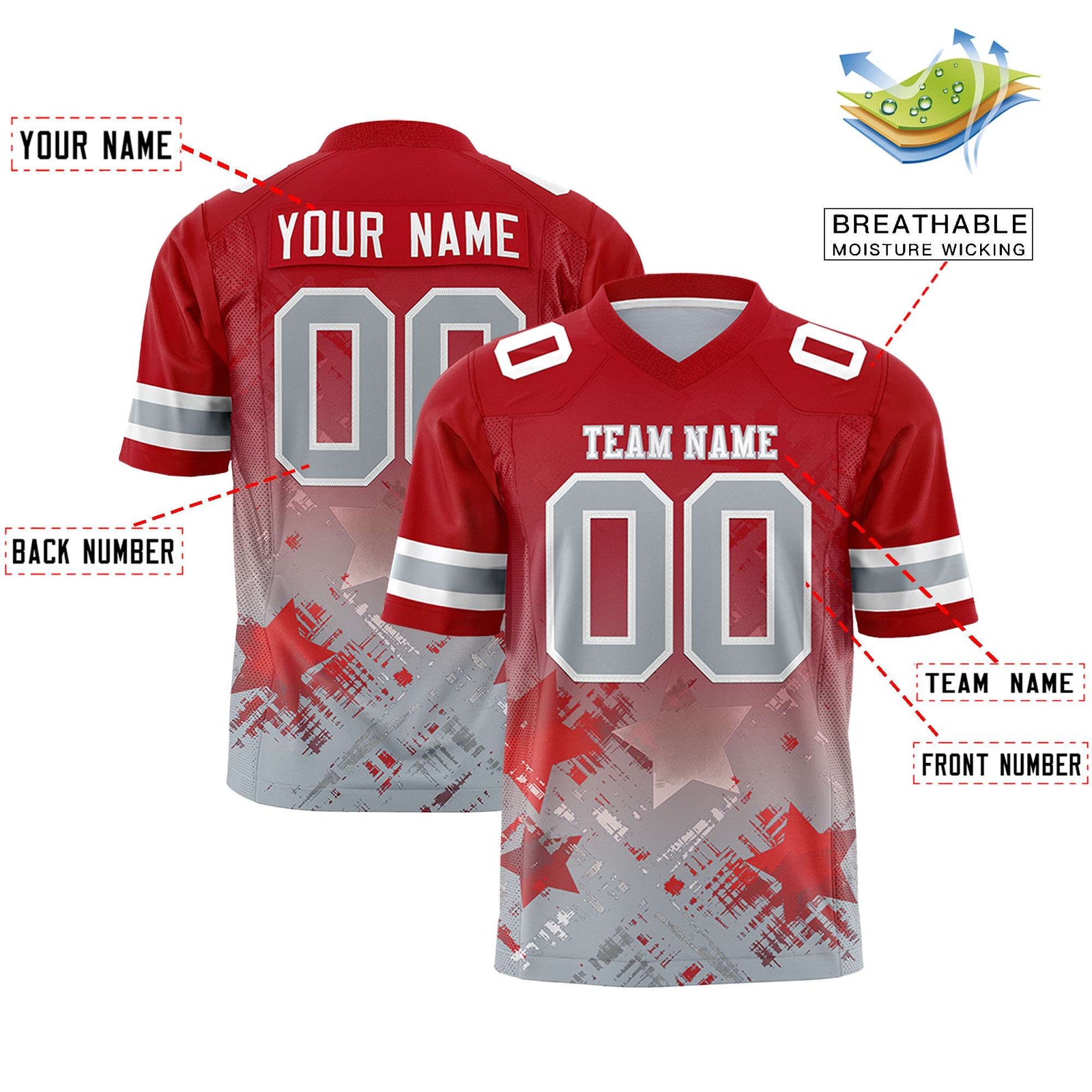 Custom Red and Red Customize Flag Football Jersey - 7v7 Uniform| KXKSHOP
