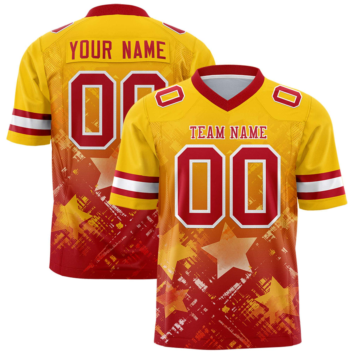 Custom Gold and Red Customize Flag Football Jersey - 7v7 Uniform| KXKSHOP