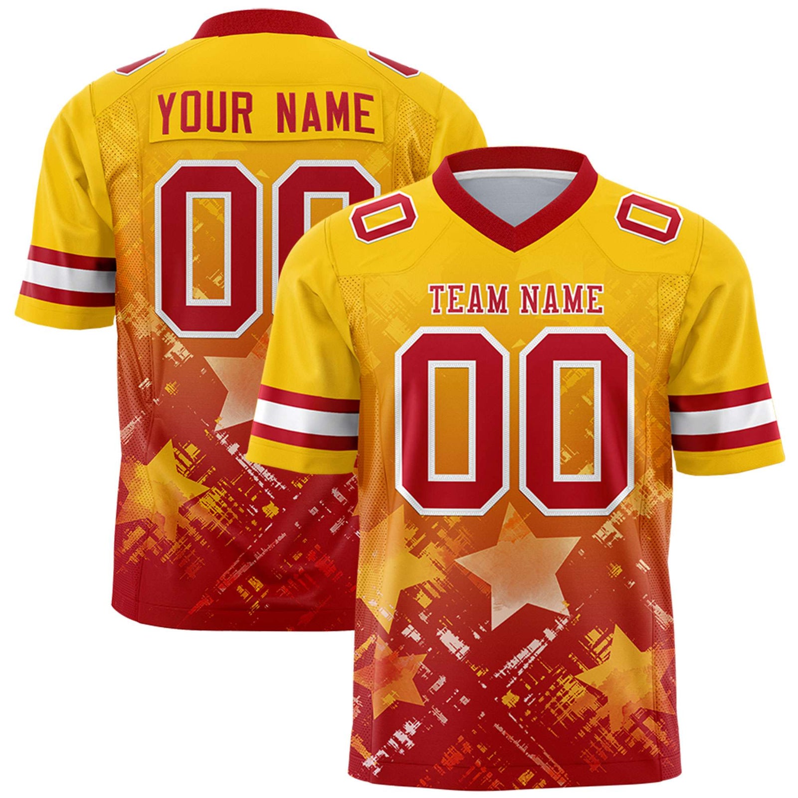 Custom Gold and Red Customize Flag Football Jersey - 7v7 Uniform| KXKSHOP