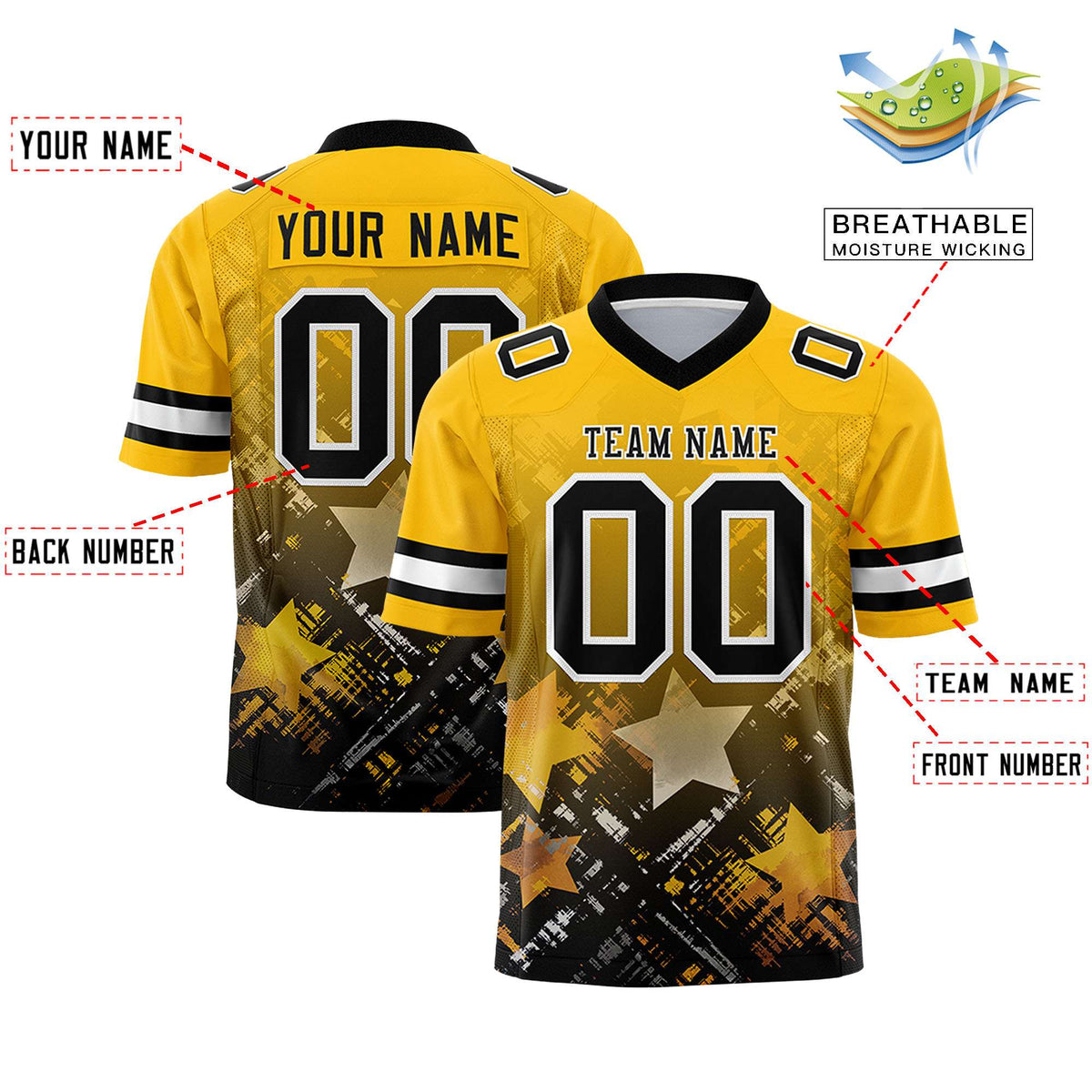 Custom Yellow and Black Customize Flag Football Jersey - 7v7 Uniform| KXKSHOP