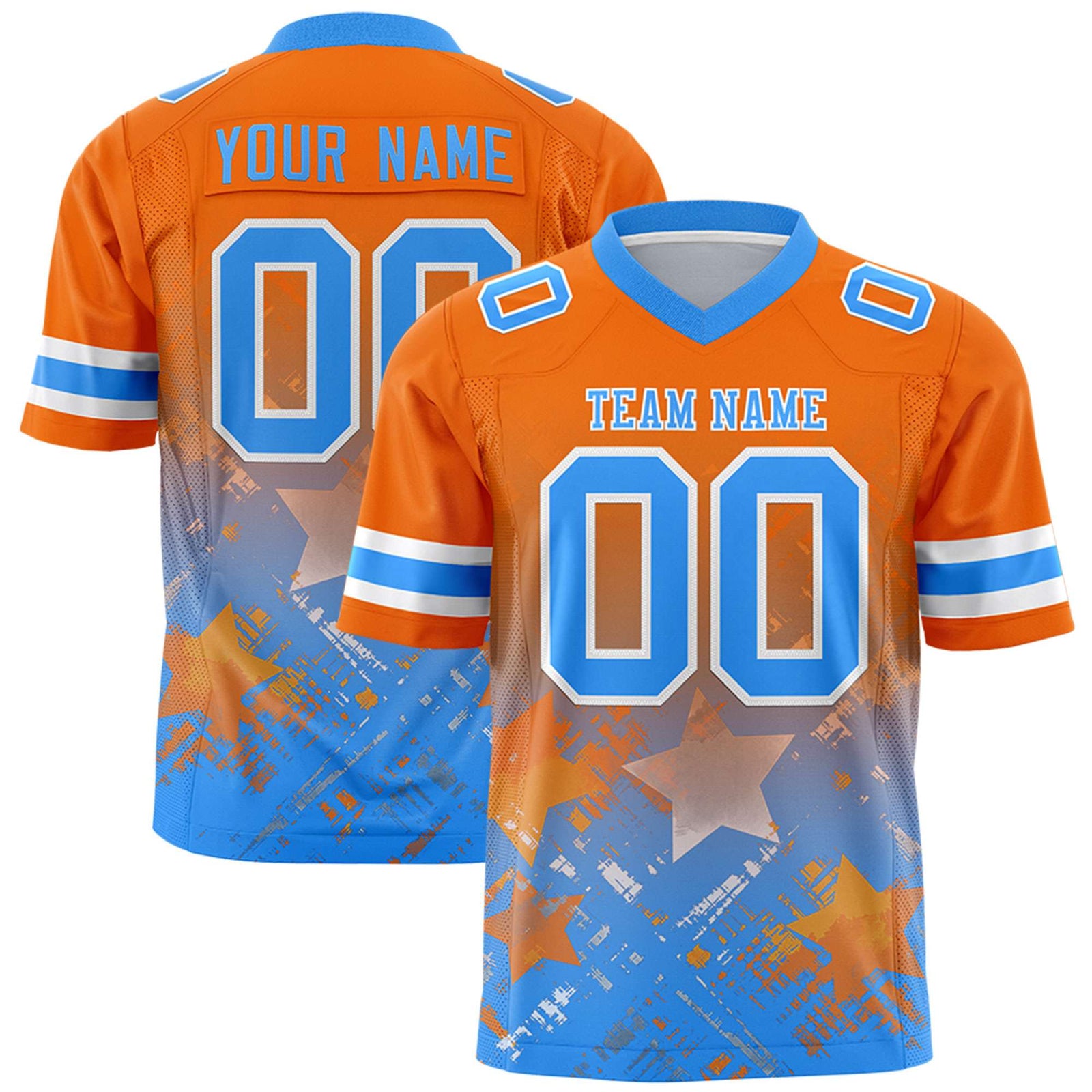 Custom Orange and Light Blue Customize Flag Football Jersey - 7v7 Uniform| KXKSHOP
